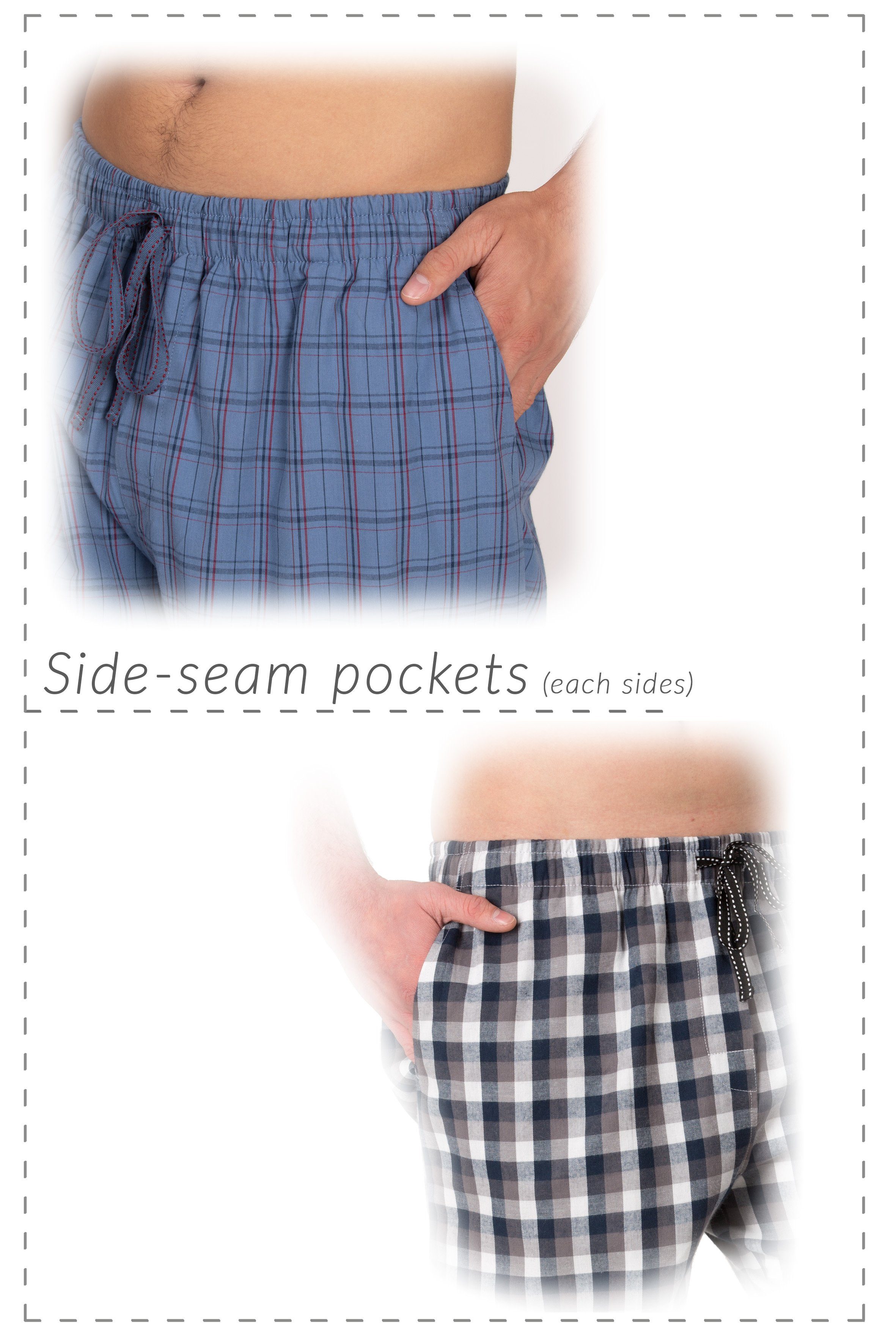 Moonline Schlafhose Herren Webhose Freizeithose Loungewear aus 100% Baumwol günstig online kaufen