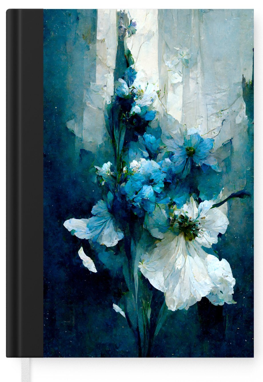 MuchoWow Notizbuch Blumen - Merkzettel, A5, Haushaltsbuch Blau, - Blumenstrauß Farbe 98 Journal, Tagebuch, - Seiten, Notizheft