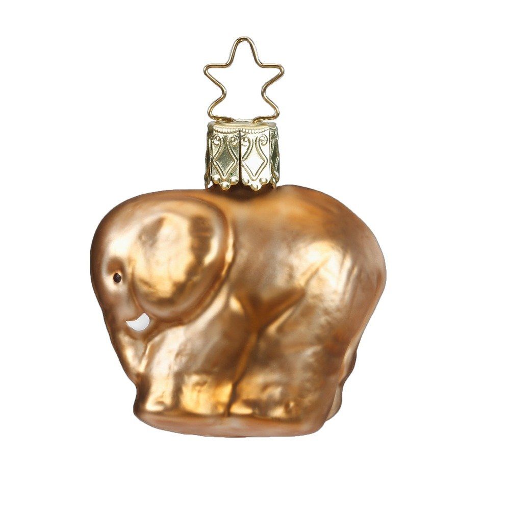 INGE-GLAS® Christbaumschmuck, Christbaumschmuck Anhänger Glas Elefant 5cm Braun Beige