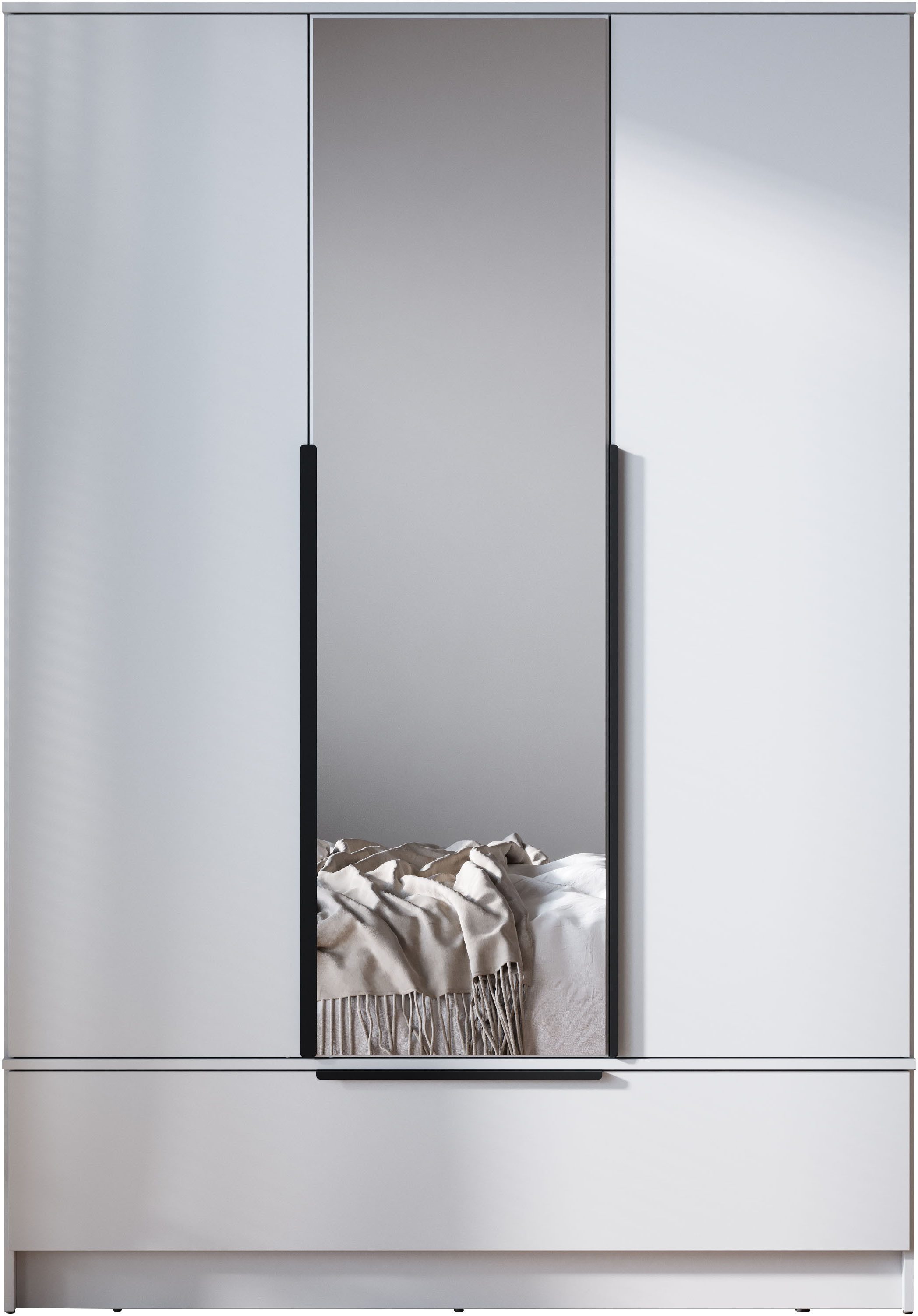 Home affaire Kleiderschrank Spirit Kleiderschrank mit Spiegel, Schublade und 2 Kleiderstangen Mit schwarzen Metallgriffen – viel Stauraum und flexible Aufteilung