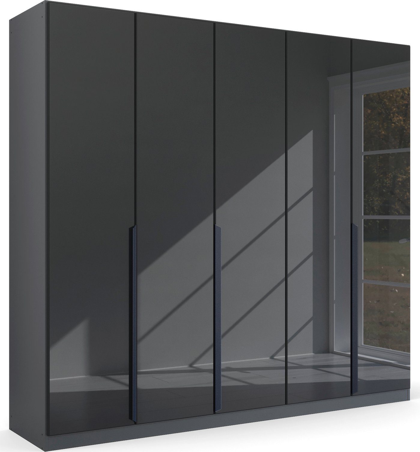 rauch Drehtürenschrank Kleiderschrank Schrank Garderobe Ankleide MODERN BY QUADRA SPIN (Breiten: 181/226/271 cm, Höhe 210 cm) mit hochwertiger Glasfront und Stangengriff MADE IN GERMANY