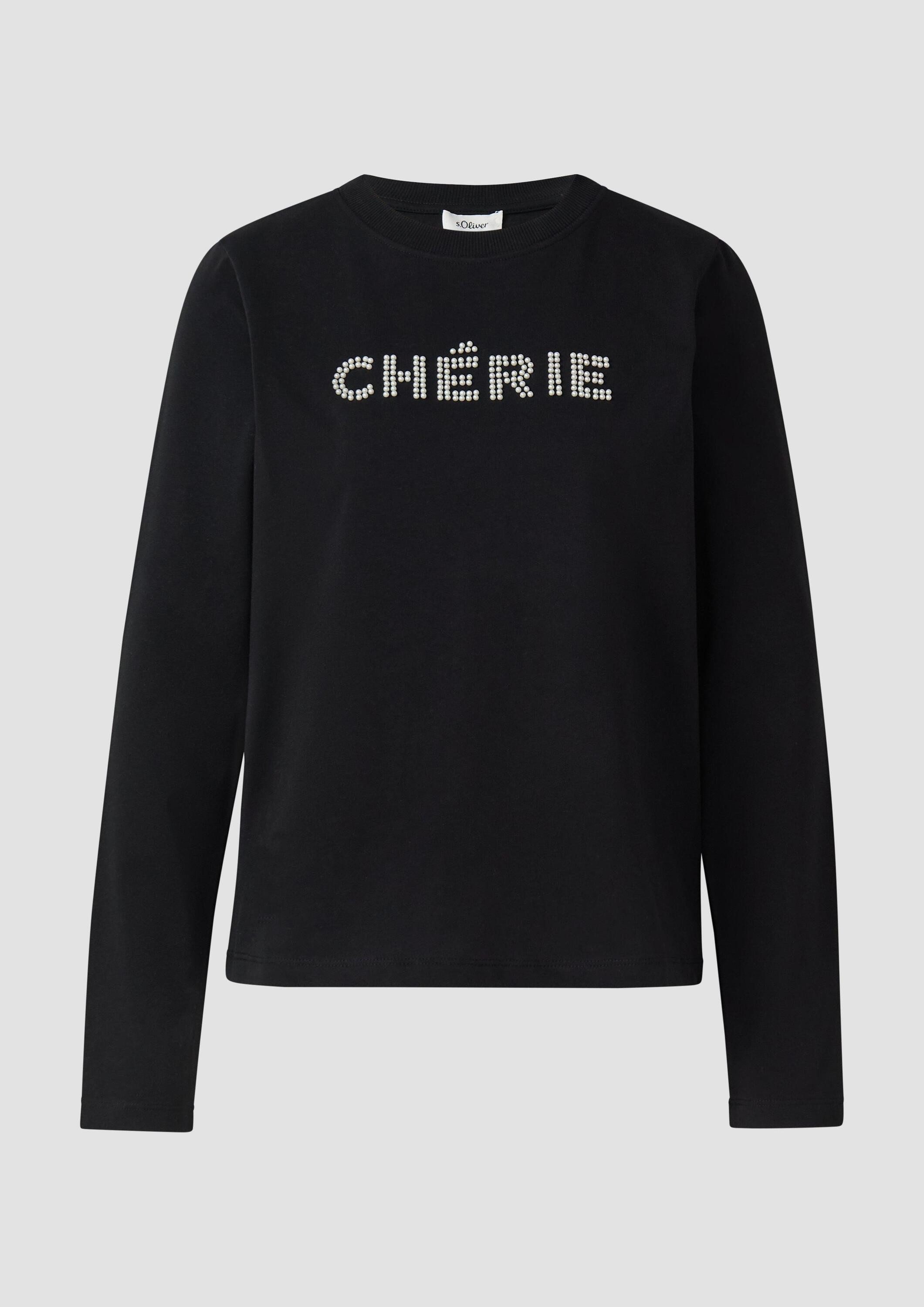 s.Oliver Langarmshirt T-Shirt Longsleeve mit Perlenschriftzug