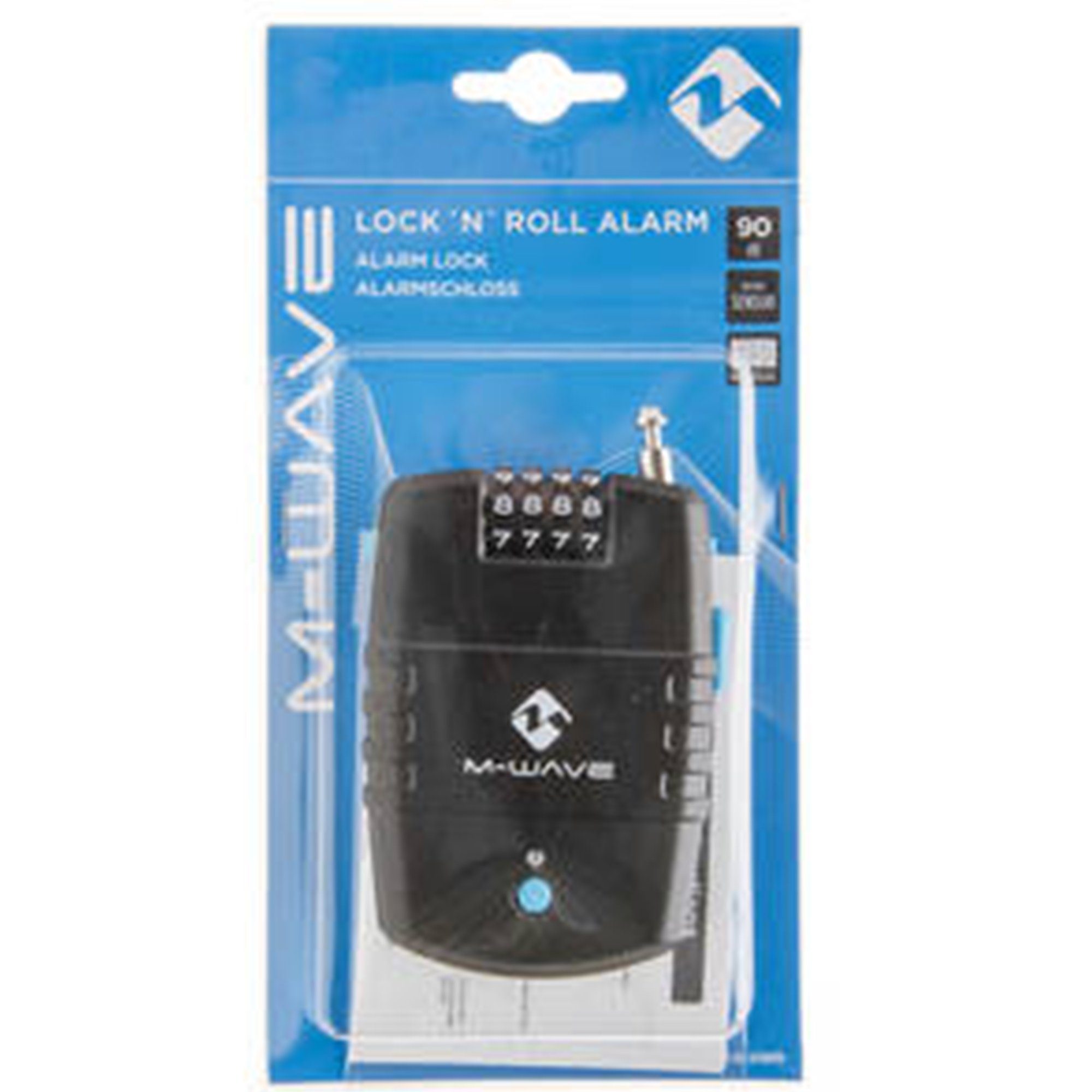 M-Wave Kettenschloss Lock 'N 'Roll Alarm (1-tlg), Fahrradschloss Alarmschloss mit 4 stelligen Bedienfeld Zahlenschloss
