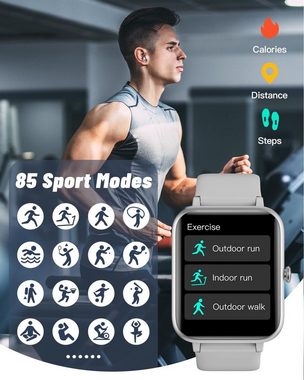GRV für Damen Herren mit Telefonfunktion,Fitness Smartwatch (Andriod iOS), mit Herzfrequenzmessung SchrittzählerSchlafmonitor MultiTrainingsmodi