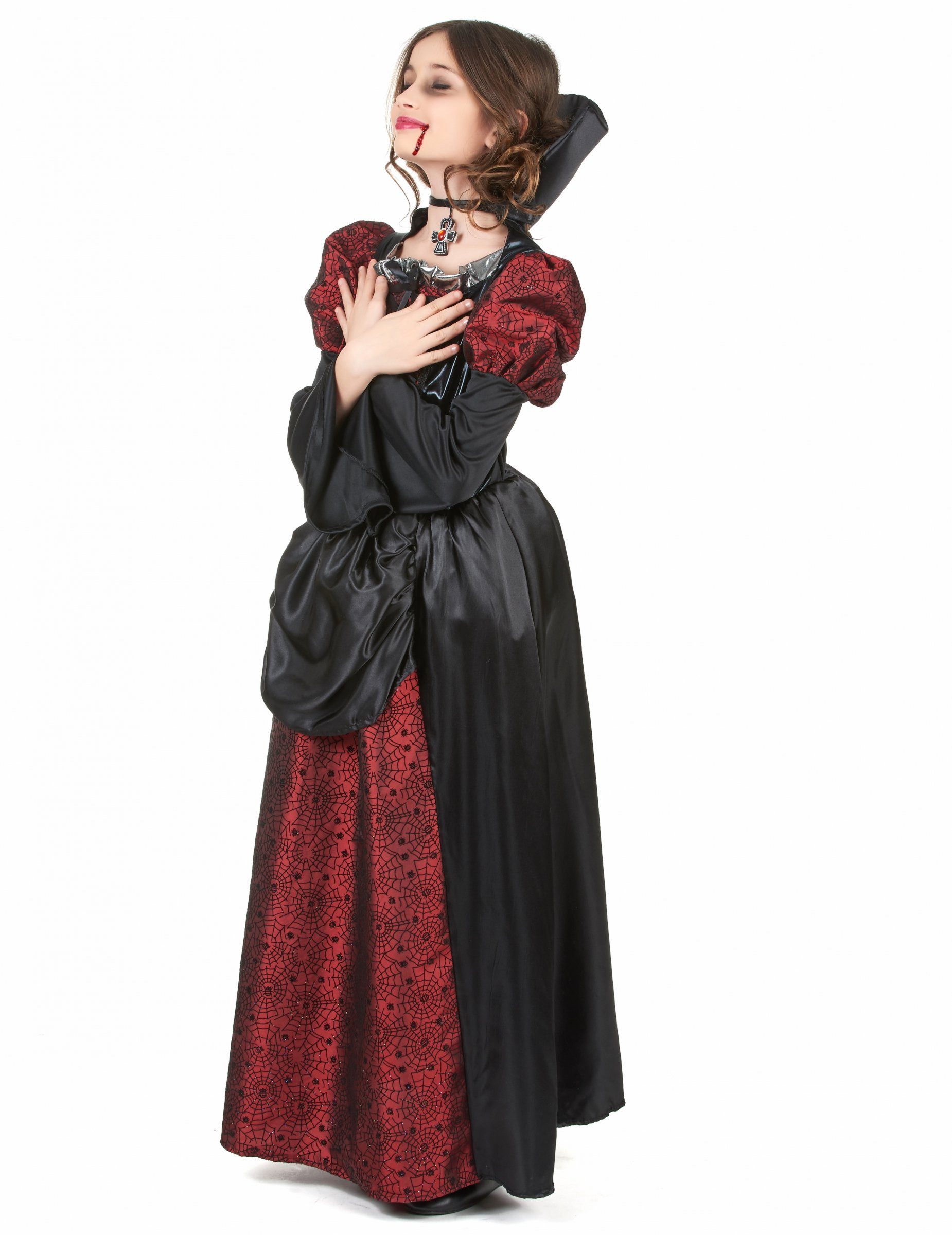 JADEO Kostüm Gefährliche Vampirin Halloween-Kinderkostüm rot-schwarz