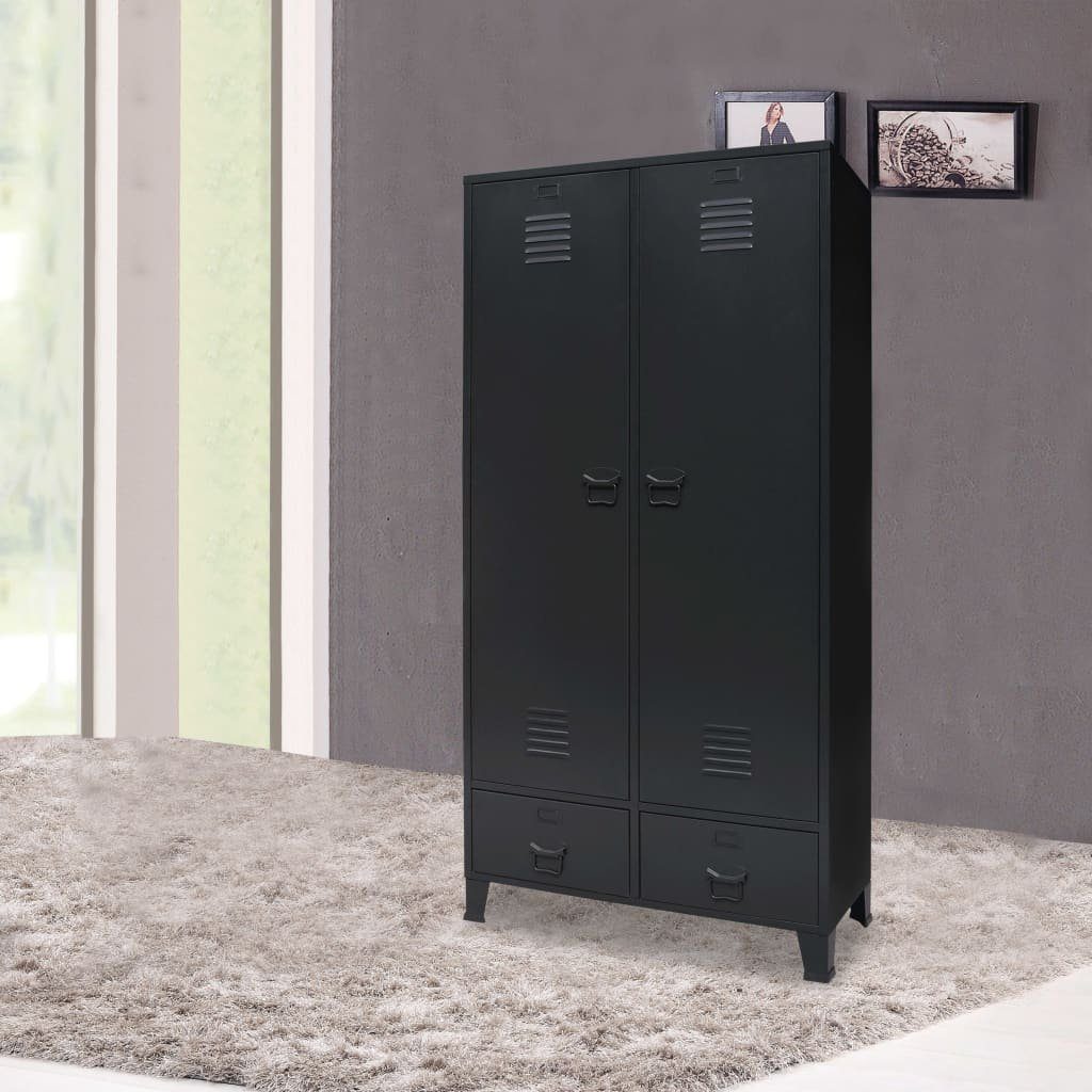 vidaXL Kleiderschrank Kleiderschrank Metall 90 40 Industrie-Stil 180 x cm Schwarz x