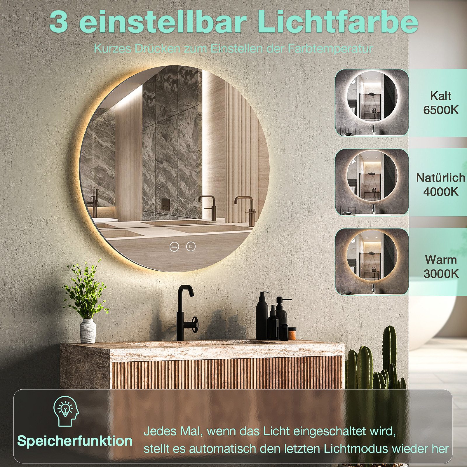 GIMBELEN Badspiegel Dimmbarer Badezimmer Spiegel mit günstig online kaufen