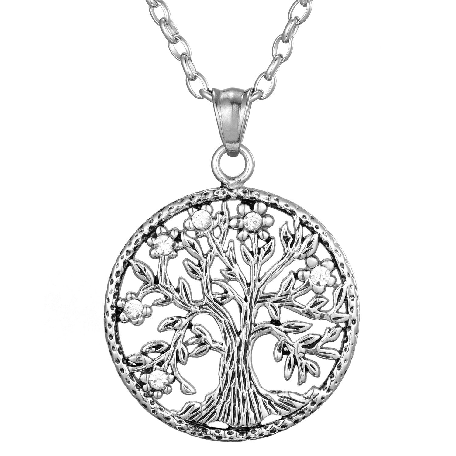 Morella Kette mit Anhänger Halskette 70 cm mit Anhänger (1-tlg., Kette mit Anhänger inkl. Samtbeutel), Silberne Kette mit Lebensbaum, im Samtbeutel