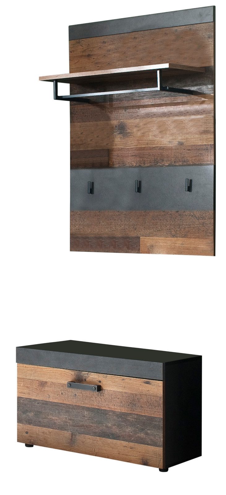 Inn.Furn Garderoben-Set Indy, (Flurgarderobe in Used Wood Vintage, 2-teilig), Breite 80 cm