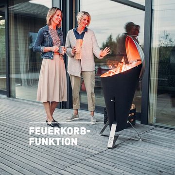 höfats Holzkohlegrill CONE, Grill und Feuerkorb mit Deckel, stufenlose Hitzeregulierung, Design-Grill aus Edelstahl, 60 x 60 x 105 cm