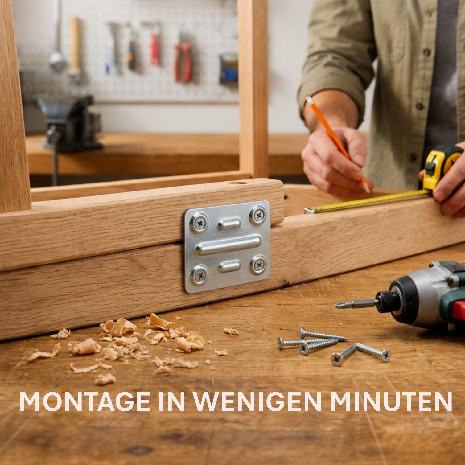 HOOZ Flachverbinder Holzverbinder Set verzinkt Flachwinkel Stuhlwinkel 50x40mm - 8 Stück, LxB: 50x40 mm, verzinkt, (Montageplatte für Holz, 8-St., 4-Loch-Befestigungsplatte), Stabile flache Verbindungsplatte rechteckig aus Stahl