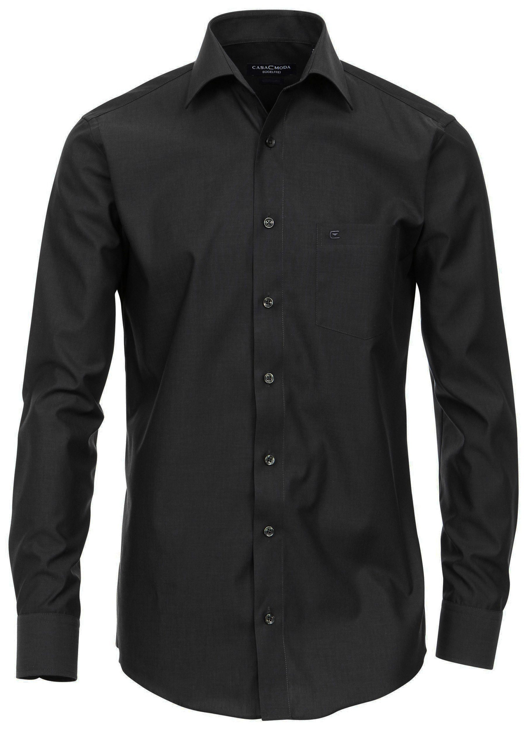 CASAMODA Businesshemd Herren Hemd Langarm Hemd uni modern fit Kentkragen, schwarz HL51, 40