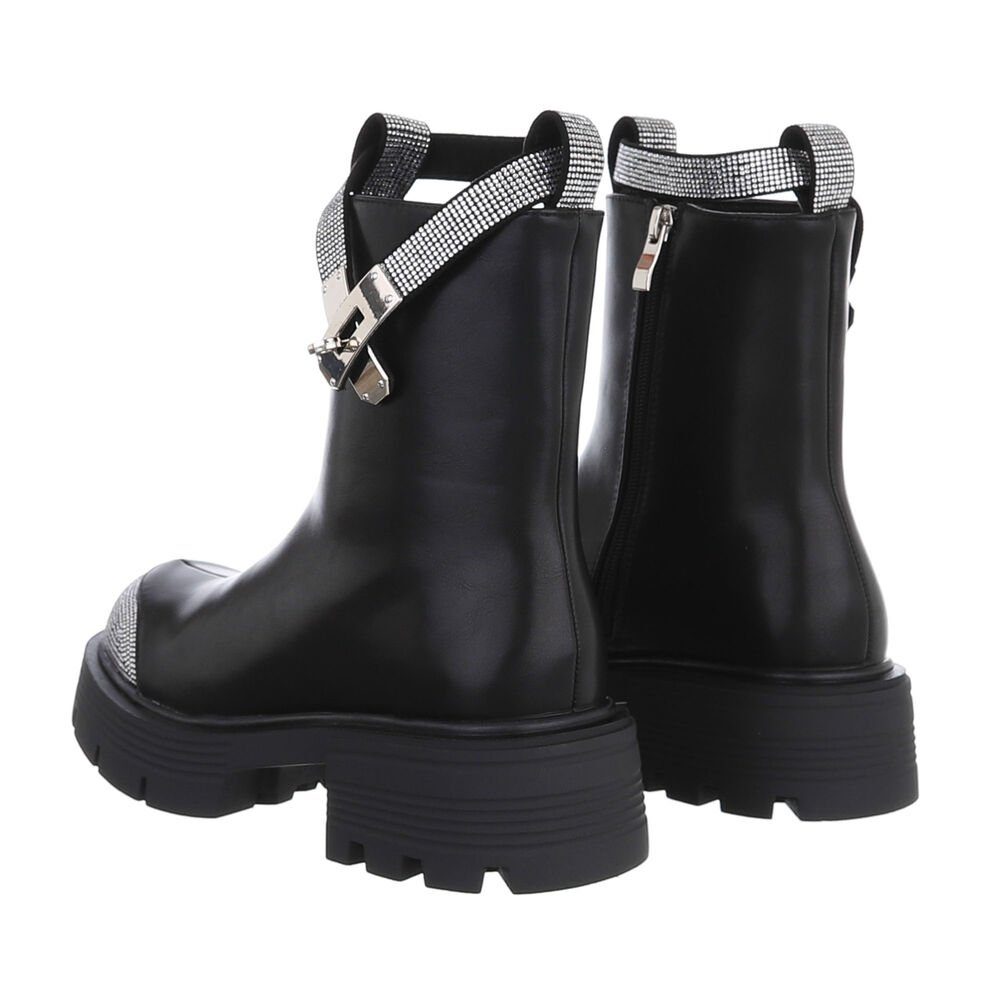 Ital-Design Damen Freizeit Plateaustiefelette (84648462) Blockabsatz Plateaustiefeletten in Schwarz