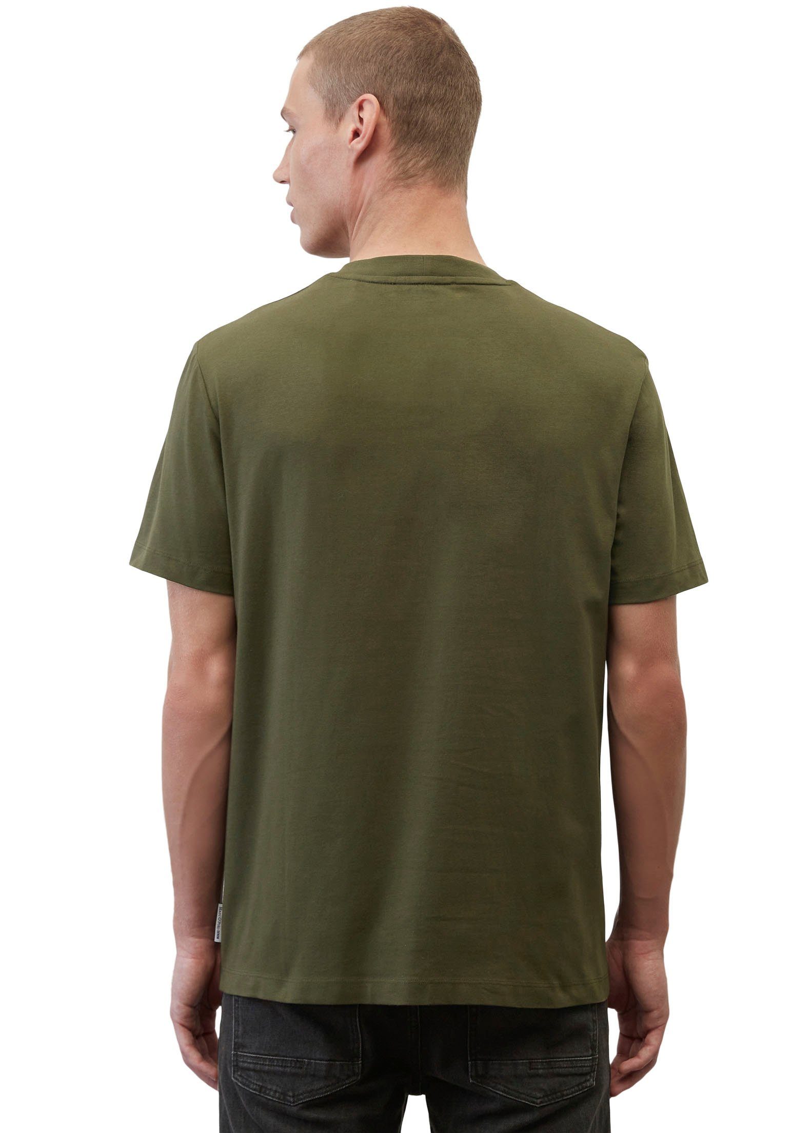 mittig oliv T-Shirt DENIM mit Labeling O'Polo Marc vorne