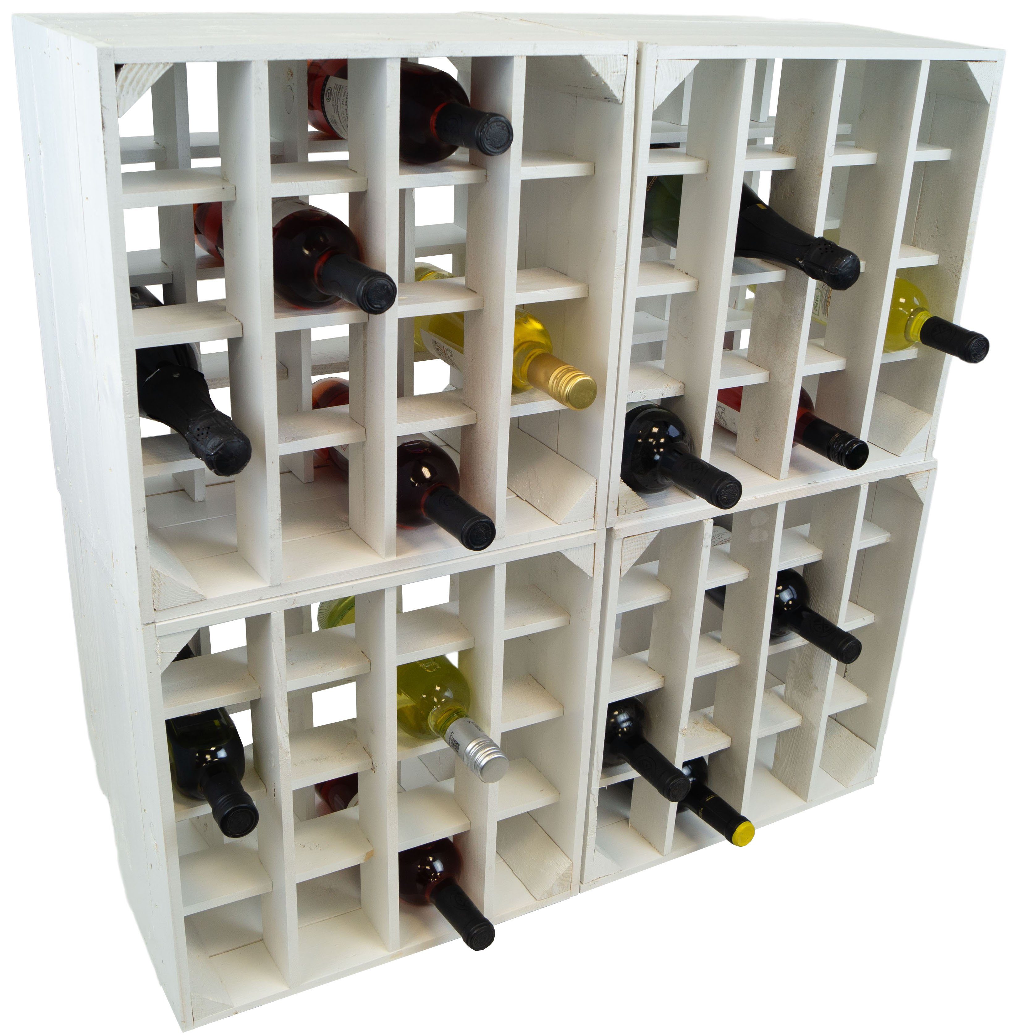 Allzweckkiste 4er Set Weinregal 16er weiss Abstellregal Weingestell Fächer Flaschenr