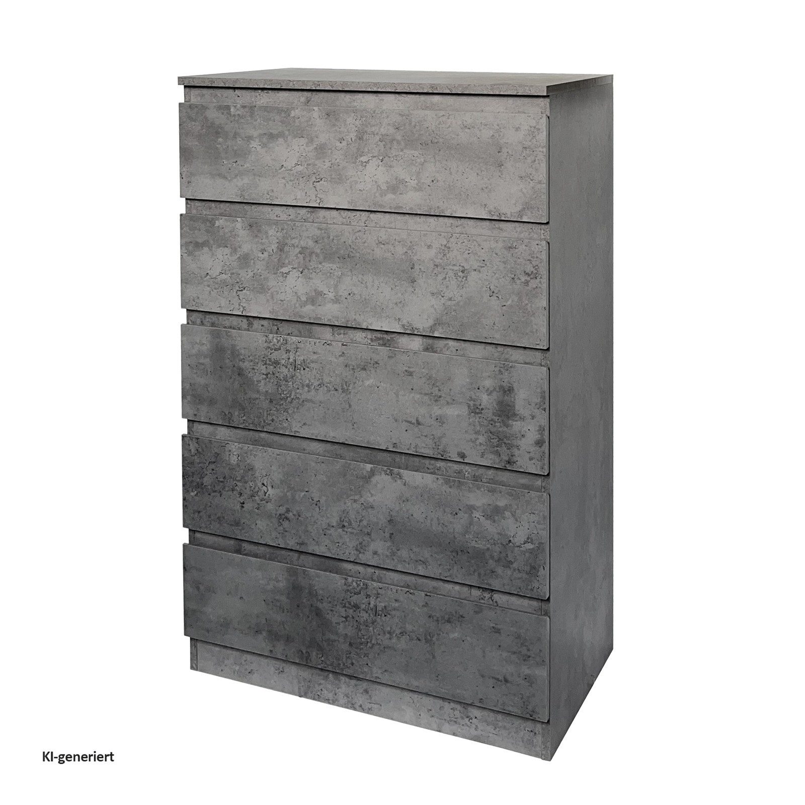 HTI-Living Kommode Kommode mit 5 grifflosen Schubladen Thekla Beton (Stück, 1 St., 1 Kommode), Sideboard