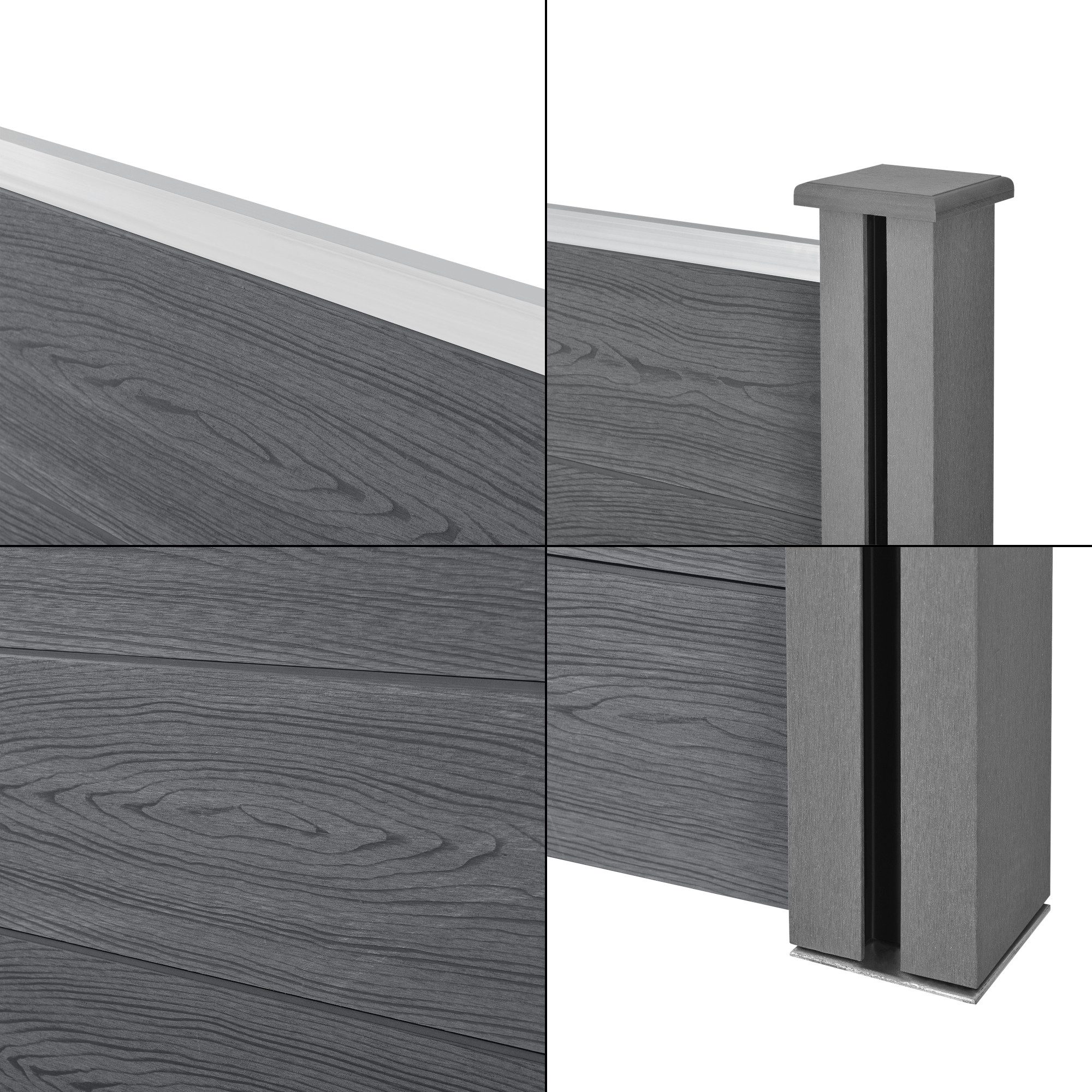 neu.holz Gartenzaun, (mit Pfosten), »Utrera« Lamellenzaun mit Schräge WPC Sichtschutz 183x277cm Grau