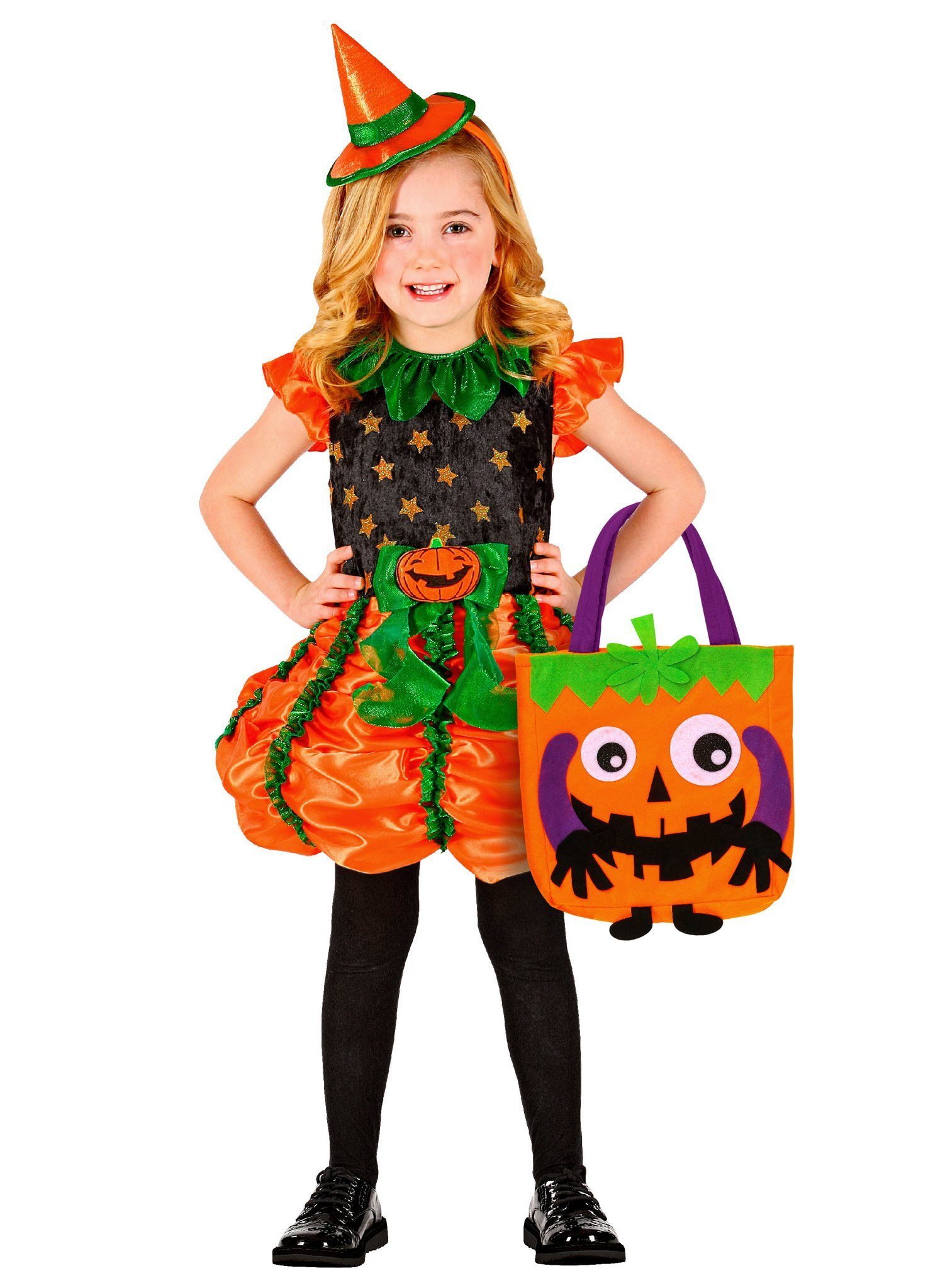 Widdmann Shopper Halloween Kinder Tasche- Beutel Crazy Kürbis, Halloweentasche für alle Deine Süßigkeiten!