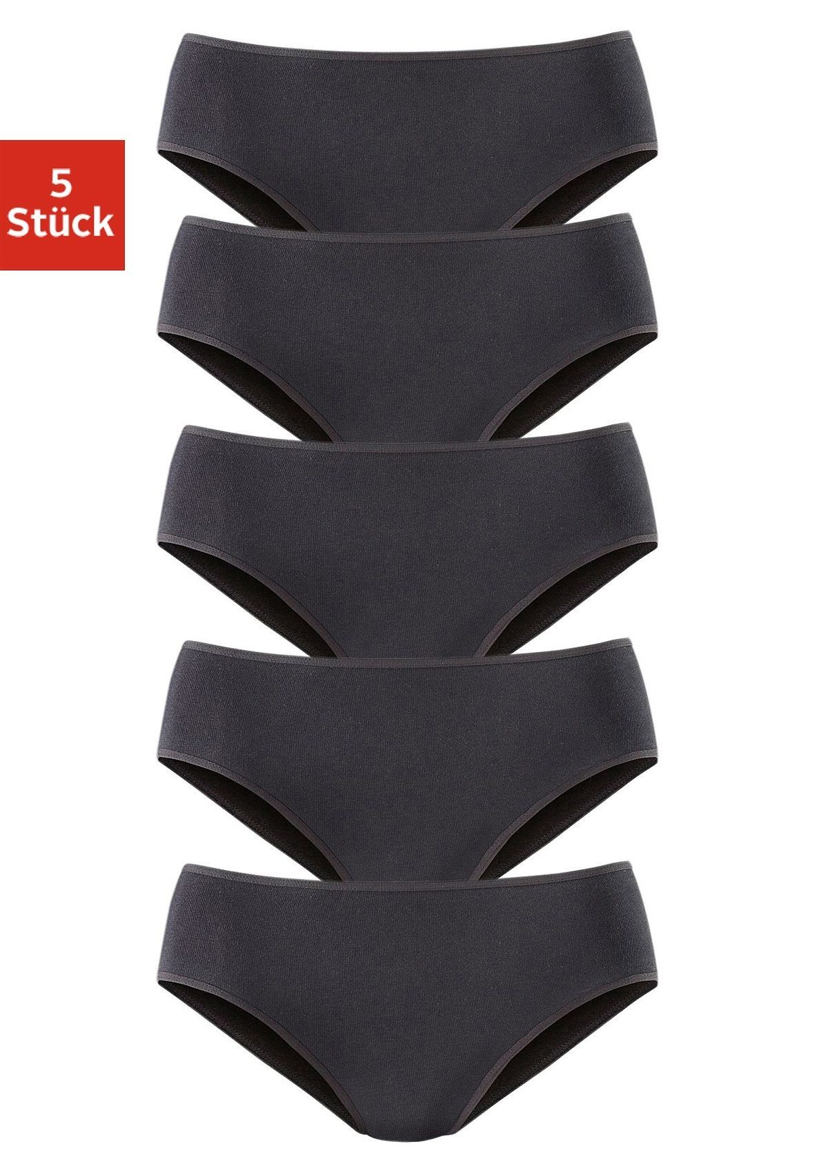petite fleur Jazz-Pants elastischer schwarz aus (Packung, 5-St) Slips Baumwoll-Qualität