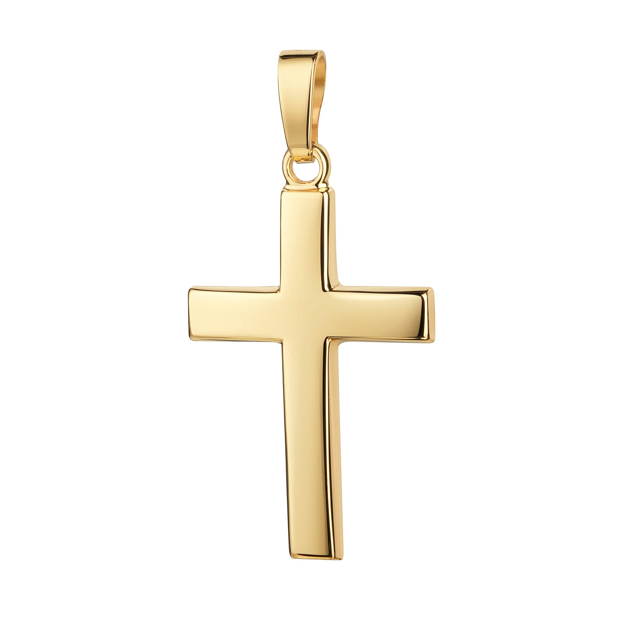 JEVELION Kreuzkette Kleiner Kreuzanhänger 585 Gold - Made in Germany (Goldkreuz, für Damen und Mädchen), Mit Kette vergoldet- Länge wählbar 36 - 70 cm oder ohne Kette.