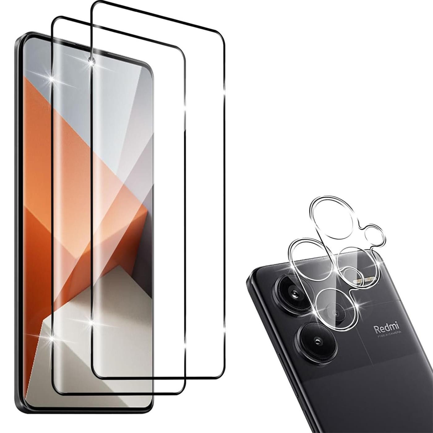 CoolGadget Schutzfolie Panzerfolie für Xiaomi Redmi Note 13 Pro+ 5G, (Spar-Set 4in1, 2x Displayschutz, 2x Kameraschutz), Panzerglas Schutzfolie für Xiaomi Redmi Note 13 Pro+ 5G