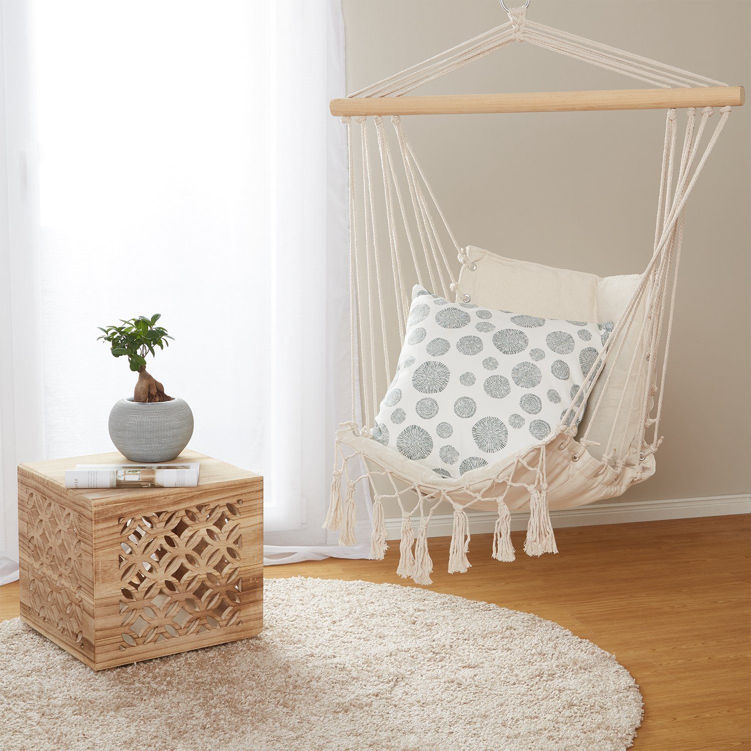 Homestyle4u Nachttisch Hocker Holz Würfel Nachttisch braun natur Couchtisch günstig online kaufen