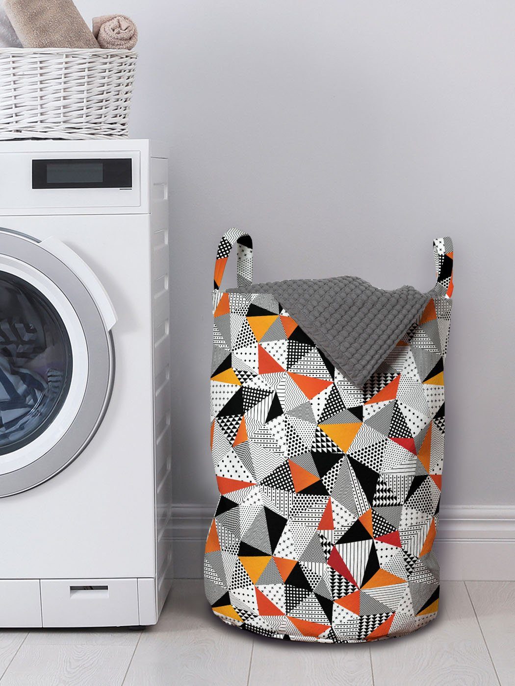 mit Polygonal Kordelzugverschluss Abakuhaus Waschsalons, Griffen Wäschesäckchen Kunst für Geometrisch Wäschekorb Moderne