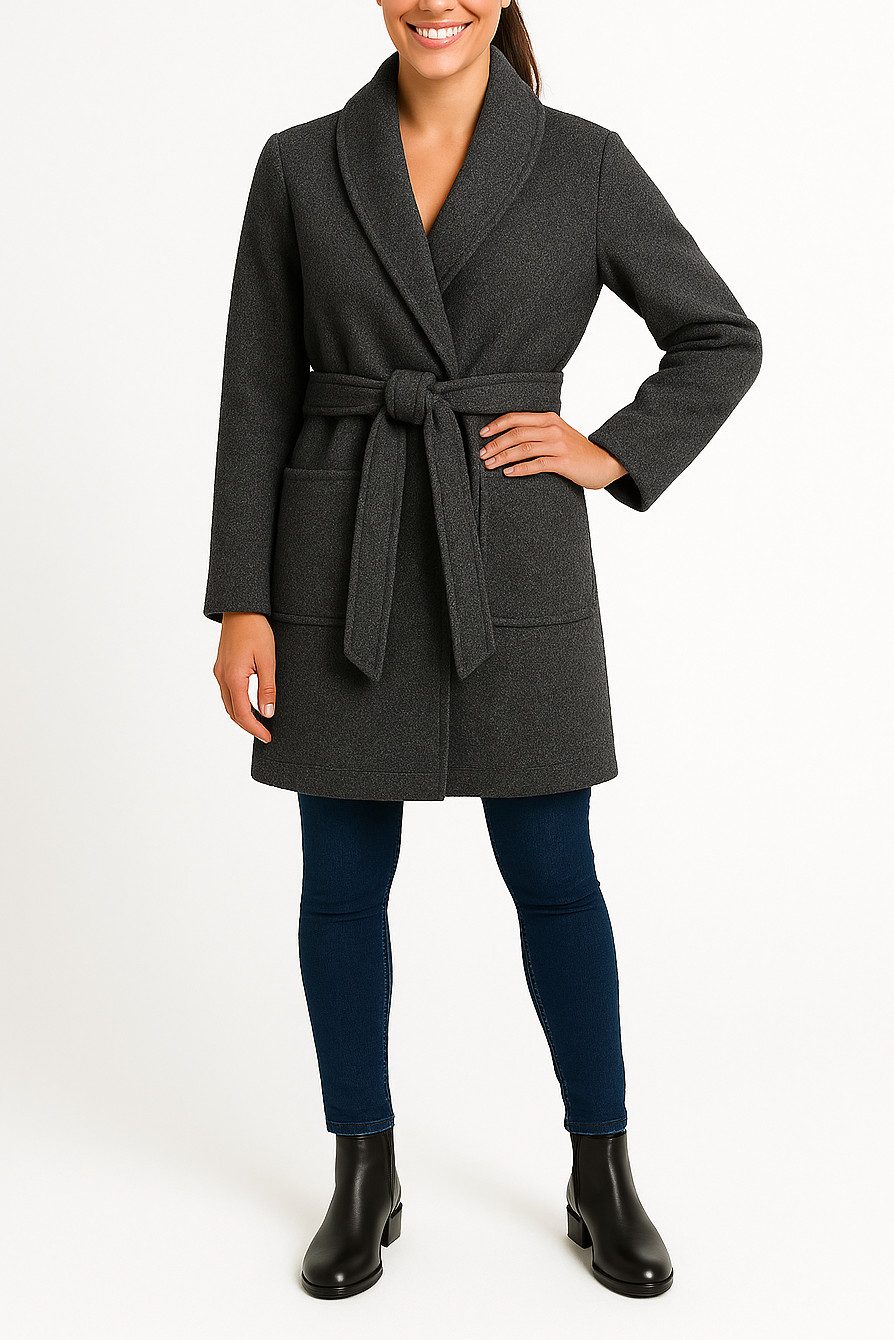 Kendindza Collection Trenchcoat Damen Mantel mit Schalkragen, Leichter Trenchcoat elegant mit Stretch Herbstmantel mit 2 Taschen, Übergangsmantel lang in One Size 36-42
