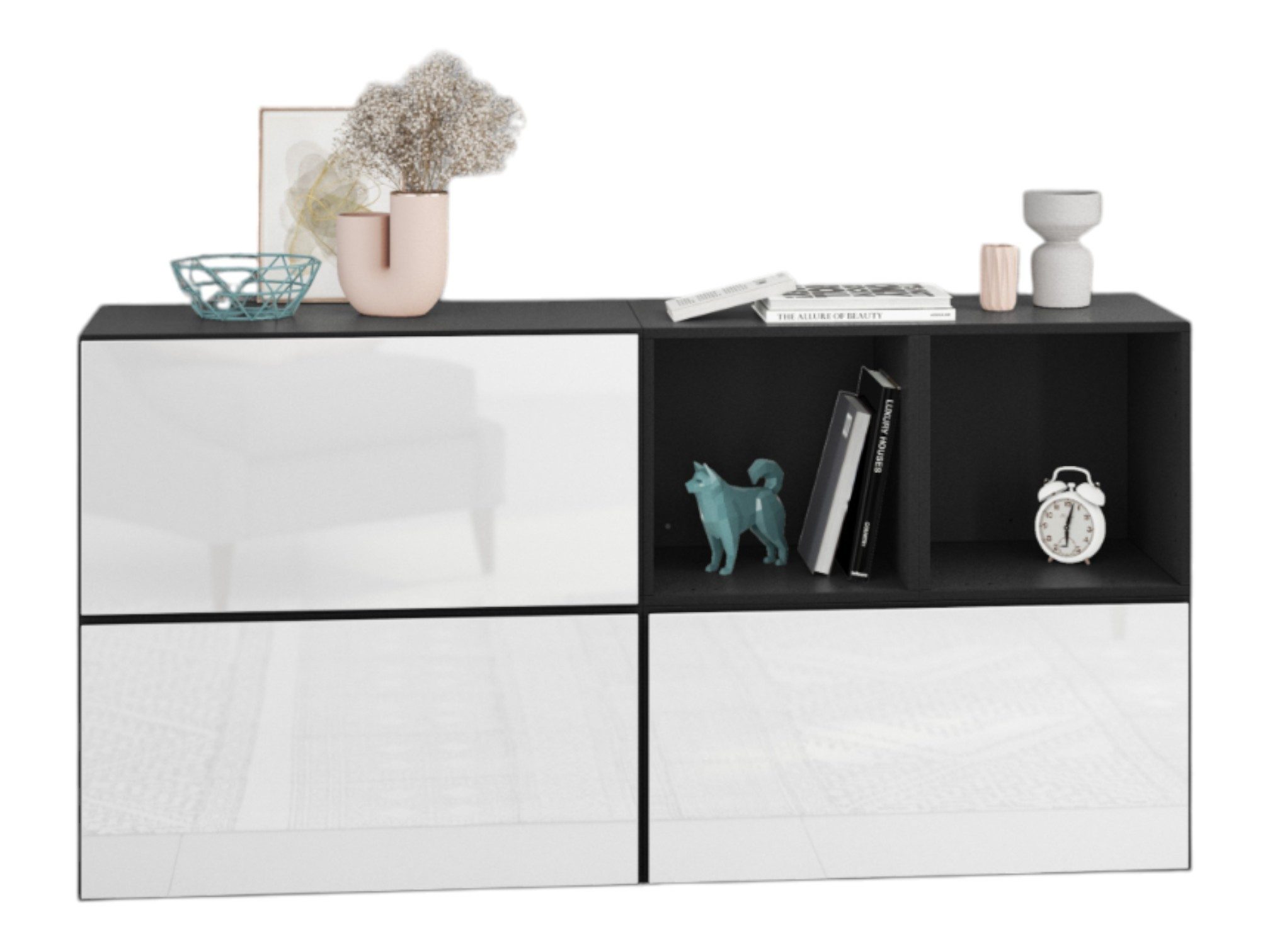 moebel-dich-auf Sideboard VARIANTO 1 (5 tlg., 152 cm breit, Sideboard bestehend aus 3x Шкафыn mit Klappe und 2x Regal), stehend und hängend