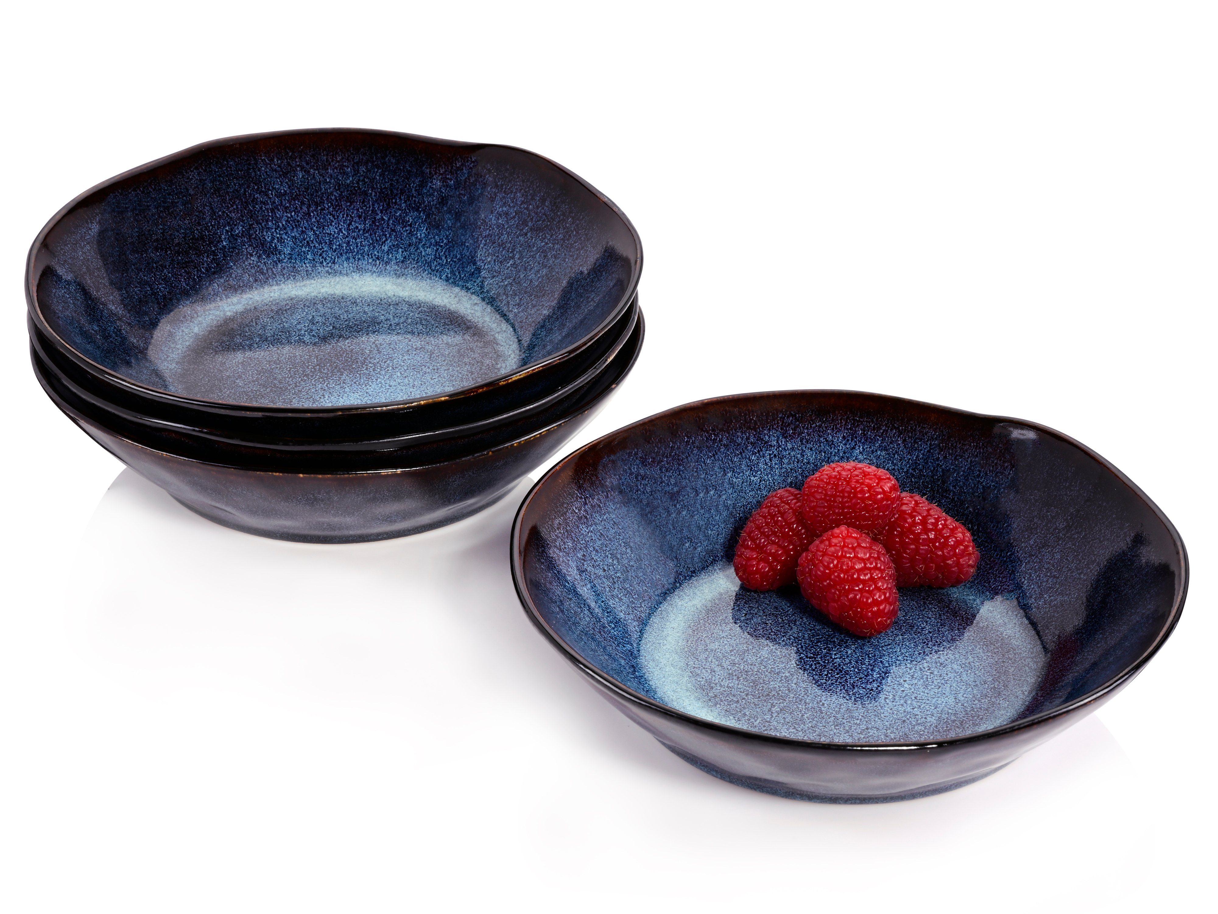 SÄNGER Suppenteller Tokio Suppenschalen Set, (4 St), Blau Schwarz, Handmade, Premium Collection
