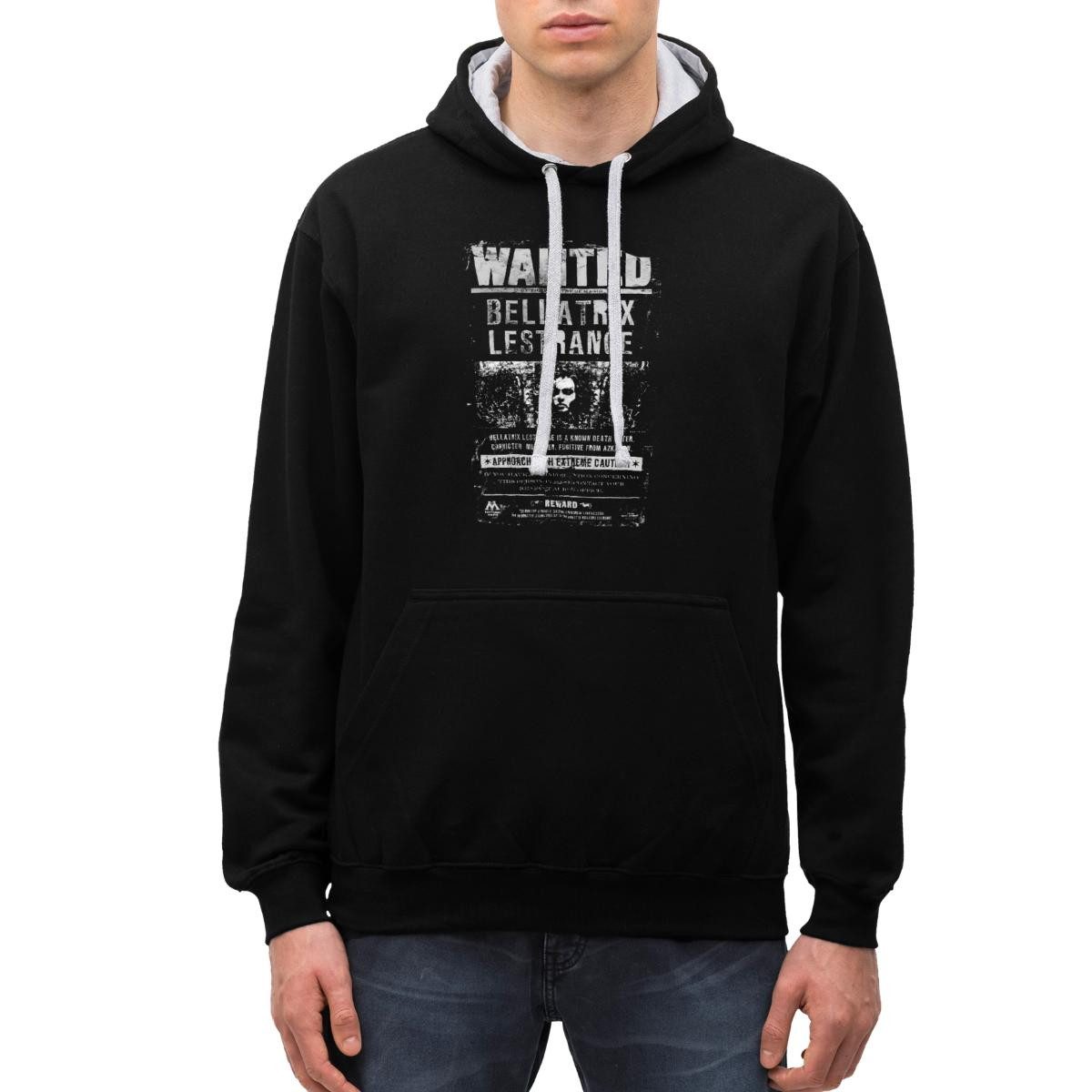 Hoodie Harry Potter Bellatrix Lestrange Wanted Poster Unisex Kontrast Hoodie