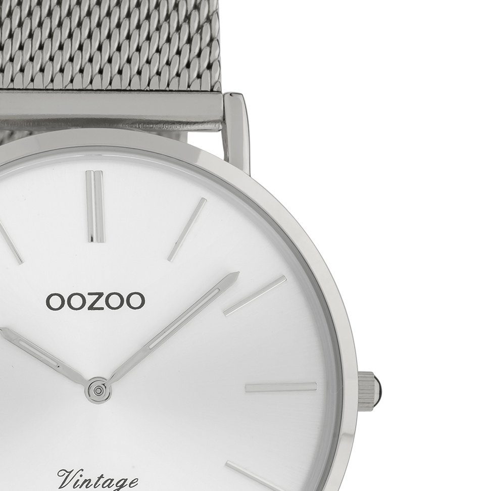 OOZOO Quarzuhr Oozoo Analog, mittel silber Damenuhr rund, 36mm) Edelstahlarmband, Fashion-Style Armbanduhr (ca. Damen