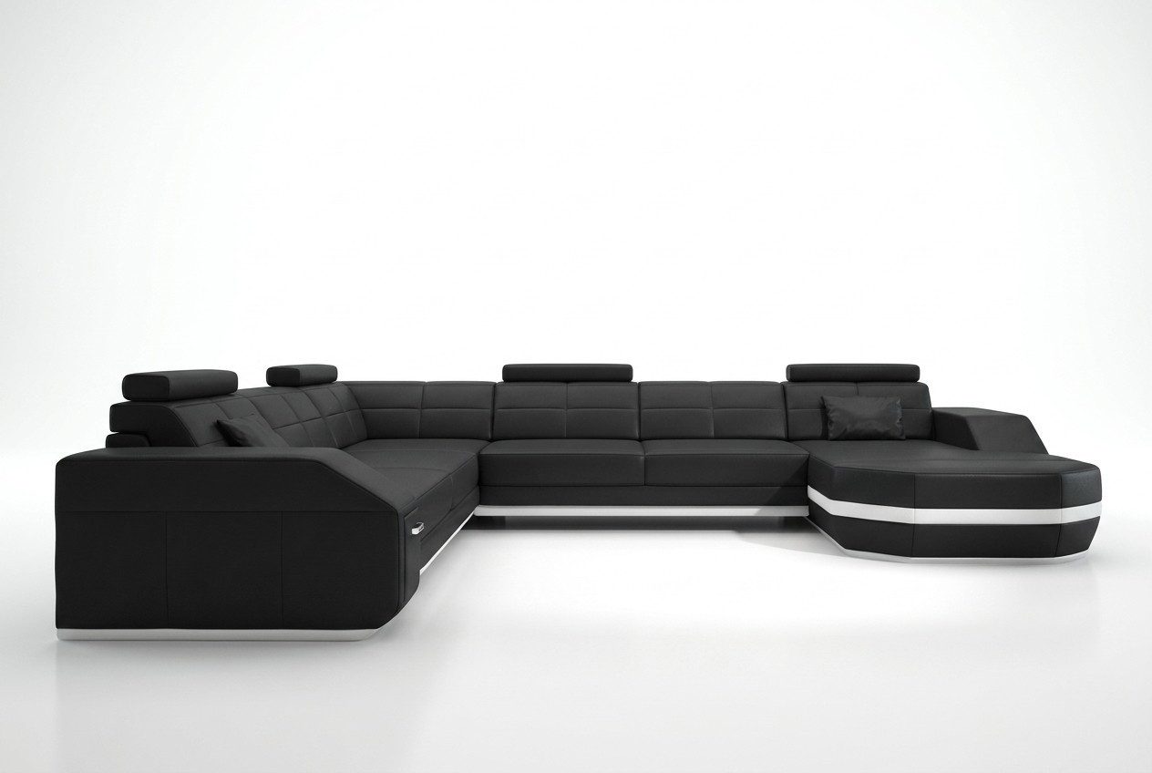 Xlmoebel Wohnlandschaft Elegantes U-Form Ledersofa in hochwertiger Optik, Ecksofa, Hergestellt in Europa