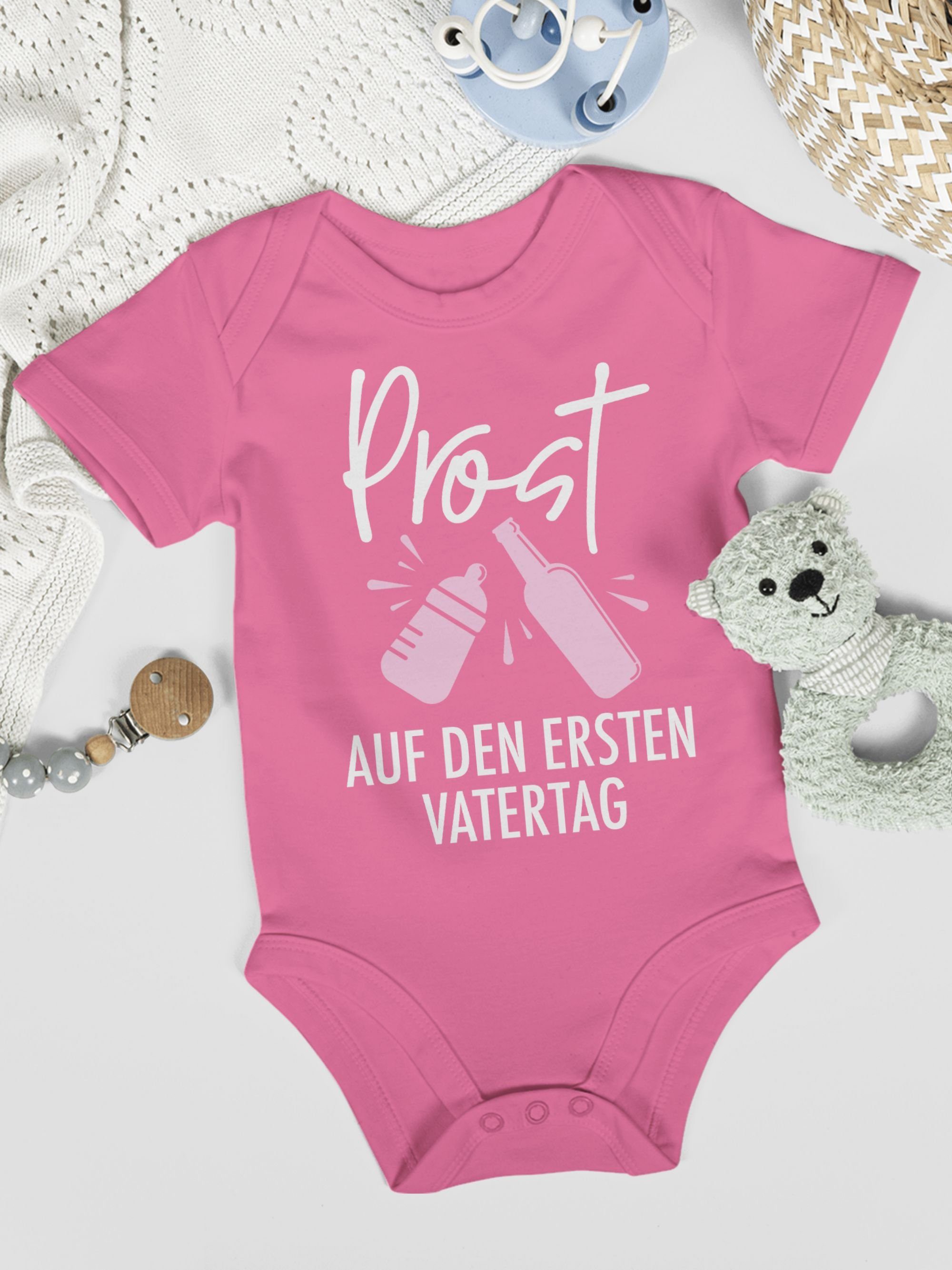 weiß/rosa Baby Geschenk Shirtbody auf Vatertag den - Shirtracer 2 Pink Prost ersten Vatertag