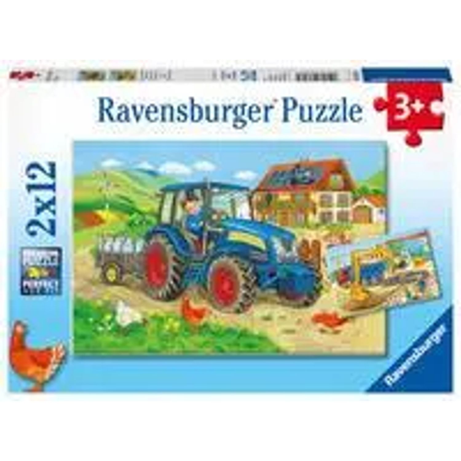 Ravensburger Puzzle Baustelle und Bauernhof 2 x 12 Teile, 12 Puzzleteile
