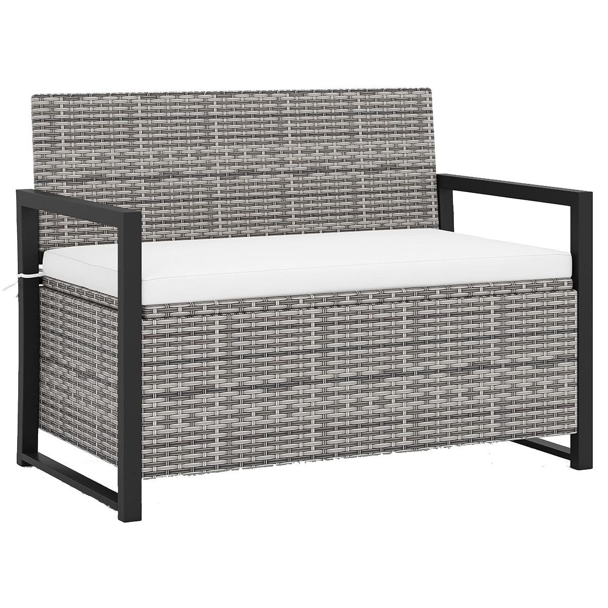 COSTWAY Gartenbank, mit verstecktem Stauraum und Kissen, Rattan, bis 360 kg günstig online kaufen