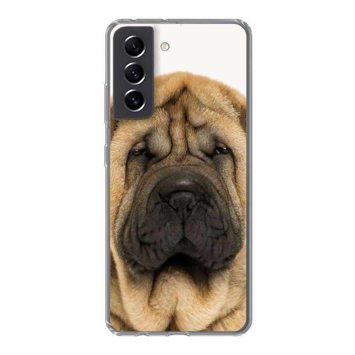 MuchoWow Handyhülle Hund - Jungen - Sharpei - Haustiere - Mädchen - Kinder Phone Case Handyhülle Samsung Galaxy S21 FE Silikon Schutzhülle