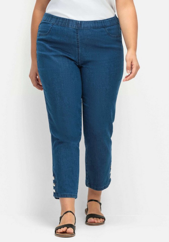 Sieh an! Bequeme Jeans 7/8-Jeans komfortabel mit Schlupfbund und Knöpfen am Saum