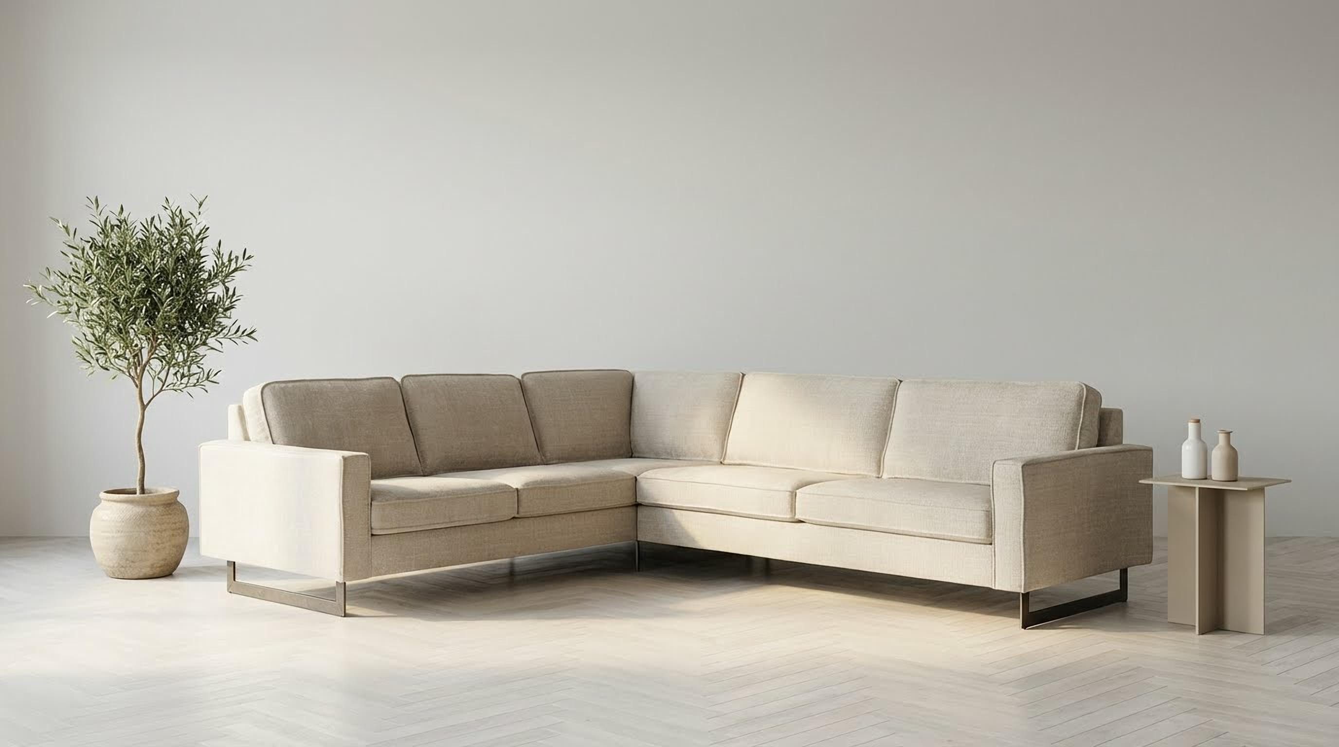 Home affaire Ecksofa Pinto, XXL, 250/290 cm, langer Schenkel, Ottomane, Cord, Chenille, Lederoptik, mit Keder, Metallfüße, Wellenunterfederung
