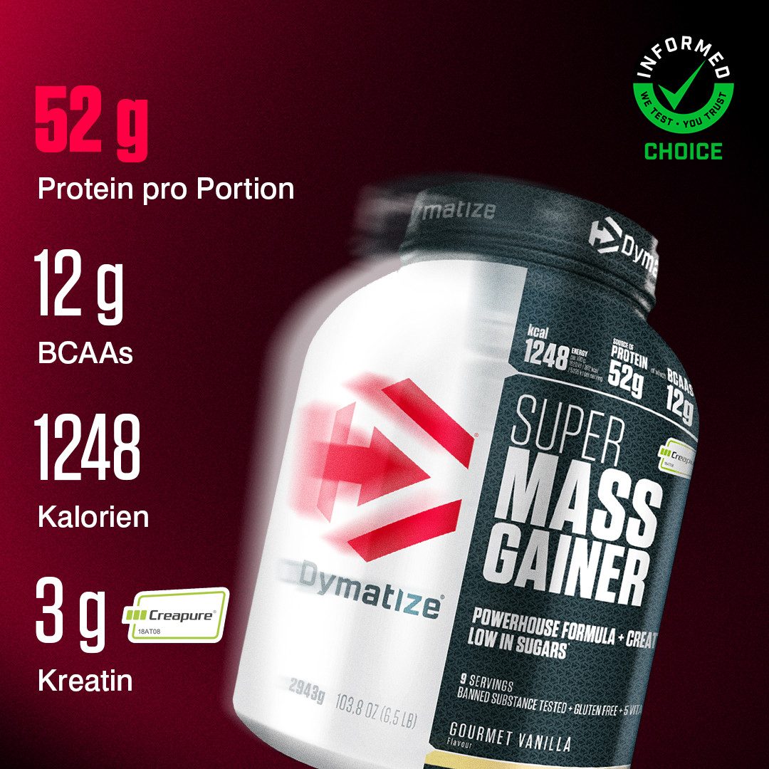 Dymatize Weight-Gainer Pulver Super Mass Kohlenhydrate Gourmet Vanilla 2943 g Pulver, 2943 g