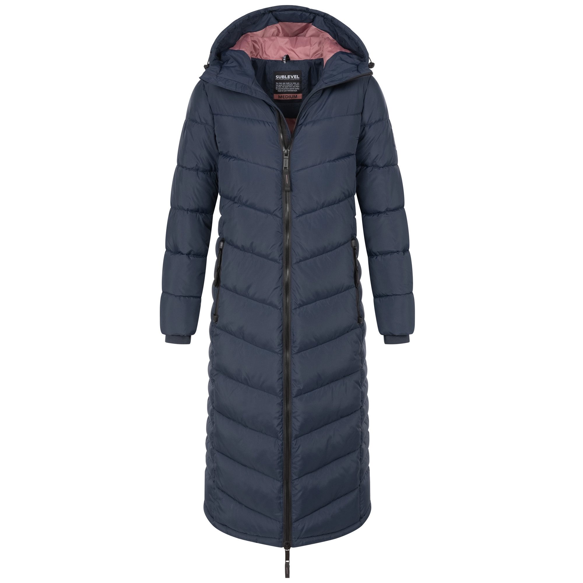SUBLEVEL Steppjacke Damen Mantel mit Kapuze extra lange Winter Jacke Parka günstig online kaufen