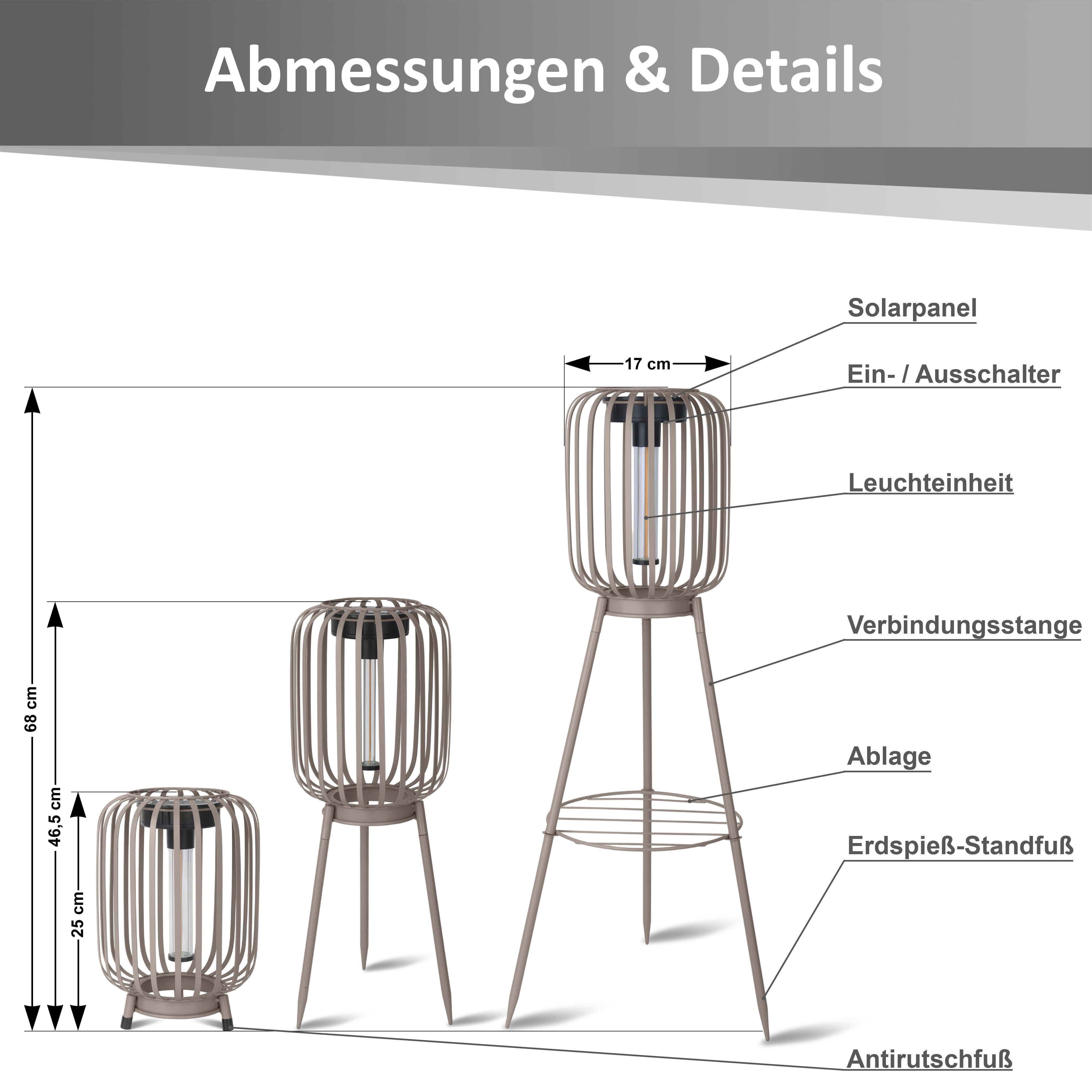 Elblight.de LED Solarleuchte Garten Stehleuchte 3in1 für Garten und Terrasse – Bild 3 von 5