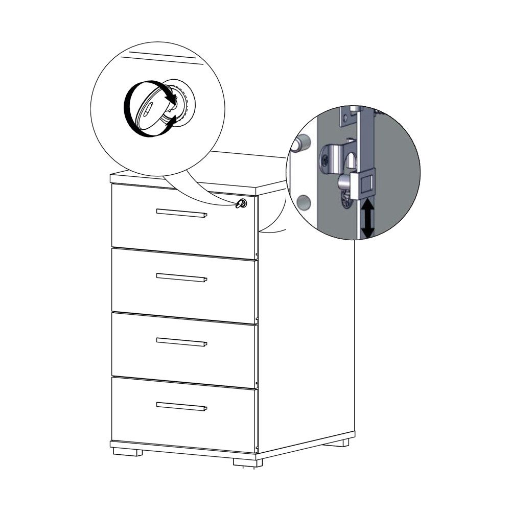 Lomadox Container ORLEANS-131 Aktenschrank Eiche oberer Schubkasten abschließbar 45,5x75,2x50 cm