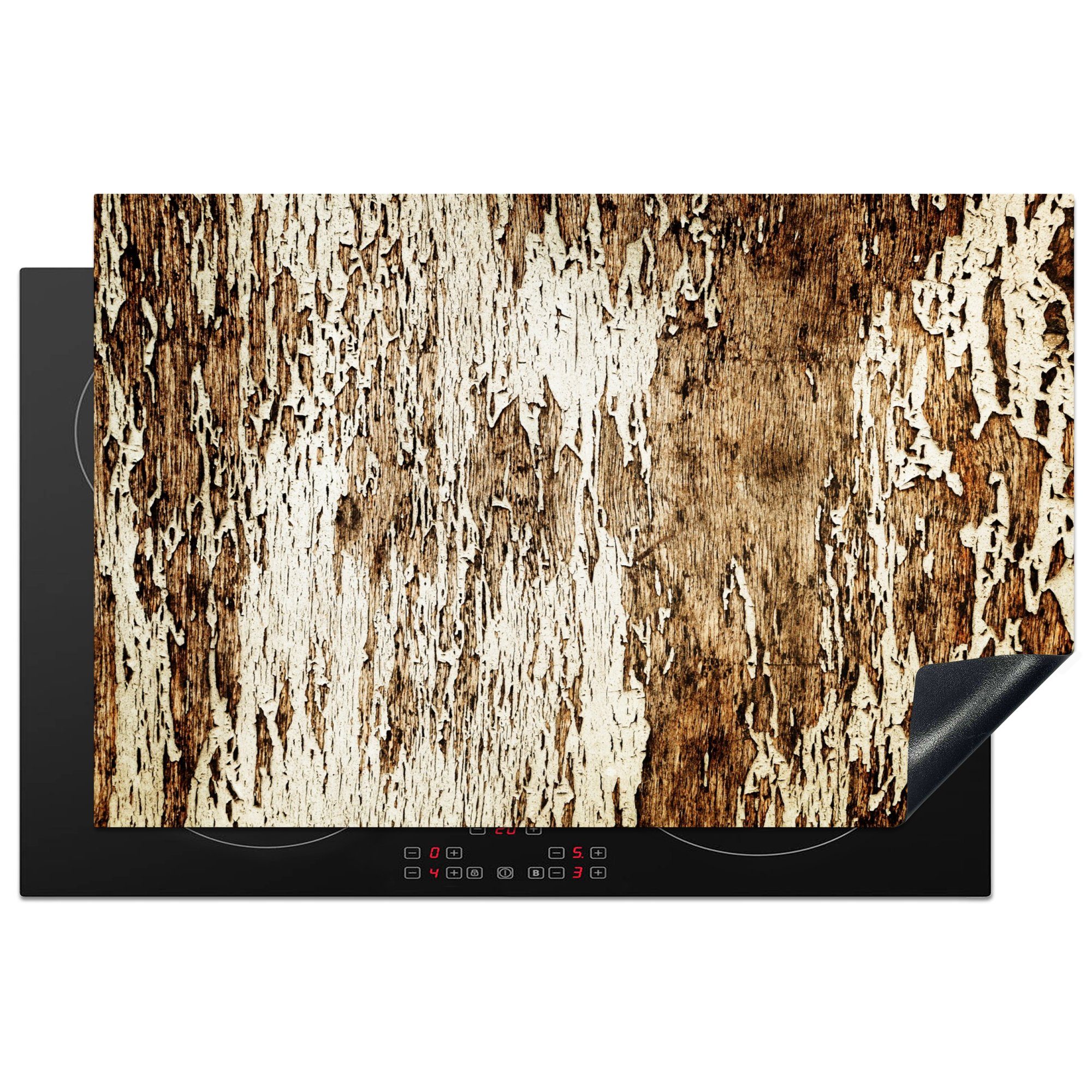 MuchoWow Herdblende-/Abdeckplatte Holz - Rustikal - Baum, Vinyl, (1 tlg), 81x52 cm, Induktionskochfeld Schutz für die küche, Ceranfeldabdeckung