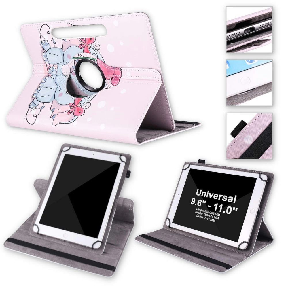 Wigento Tablet-Hülle Für Huawei MediaPad T5 10.1 Zoll 360 Grad Rotation  Universell Motiv 4 Tablet Tasche Kunst Leder Hülle Etuis