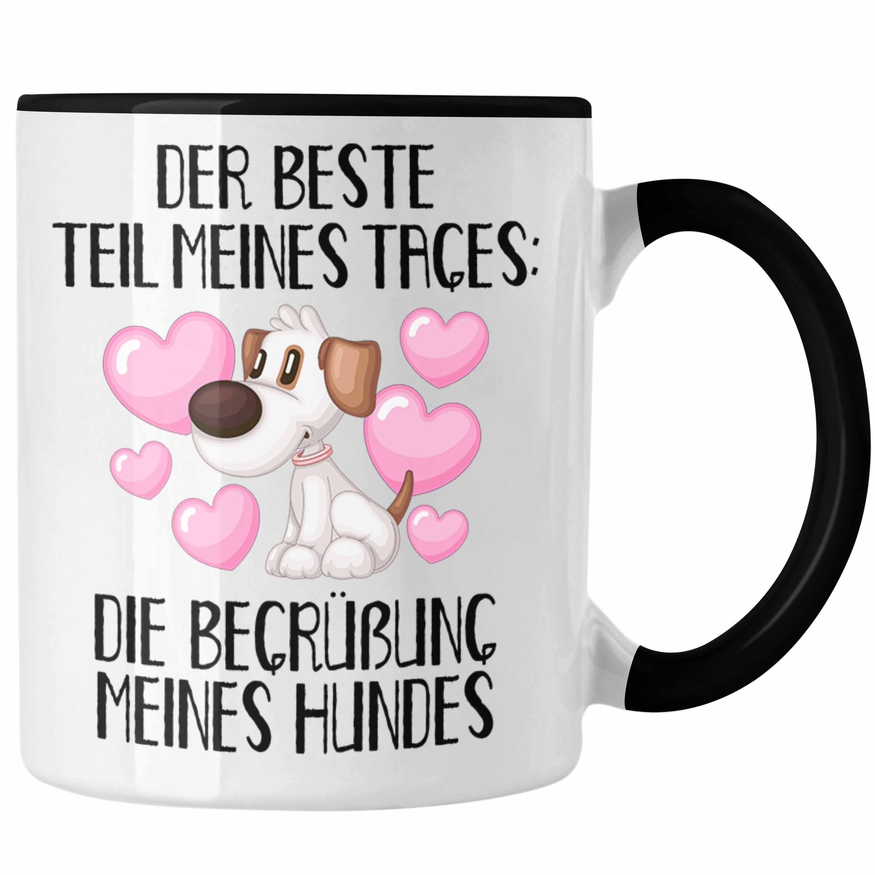 Trendation Tasse Hundebesitzer Tasse Geschenk Kaffee-Becher Bester Teil Des Tages Die B Schwarz | Teetassen