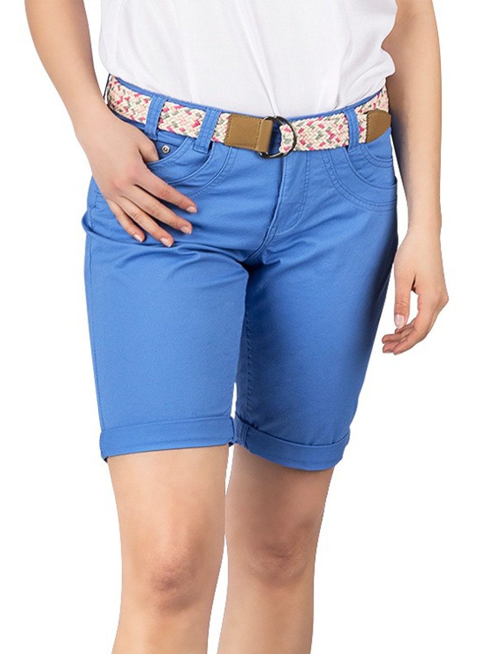 DENIMFY Бермуди Damen Шорти DFPia Regular Fit Chinoshorts mit Gürtel