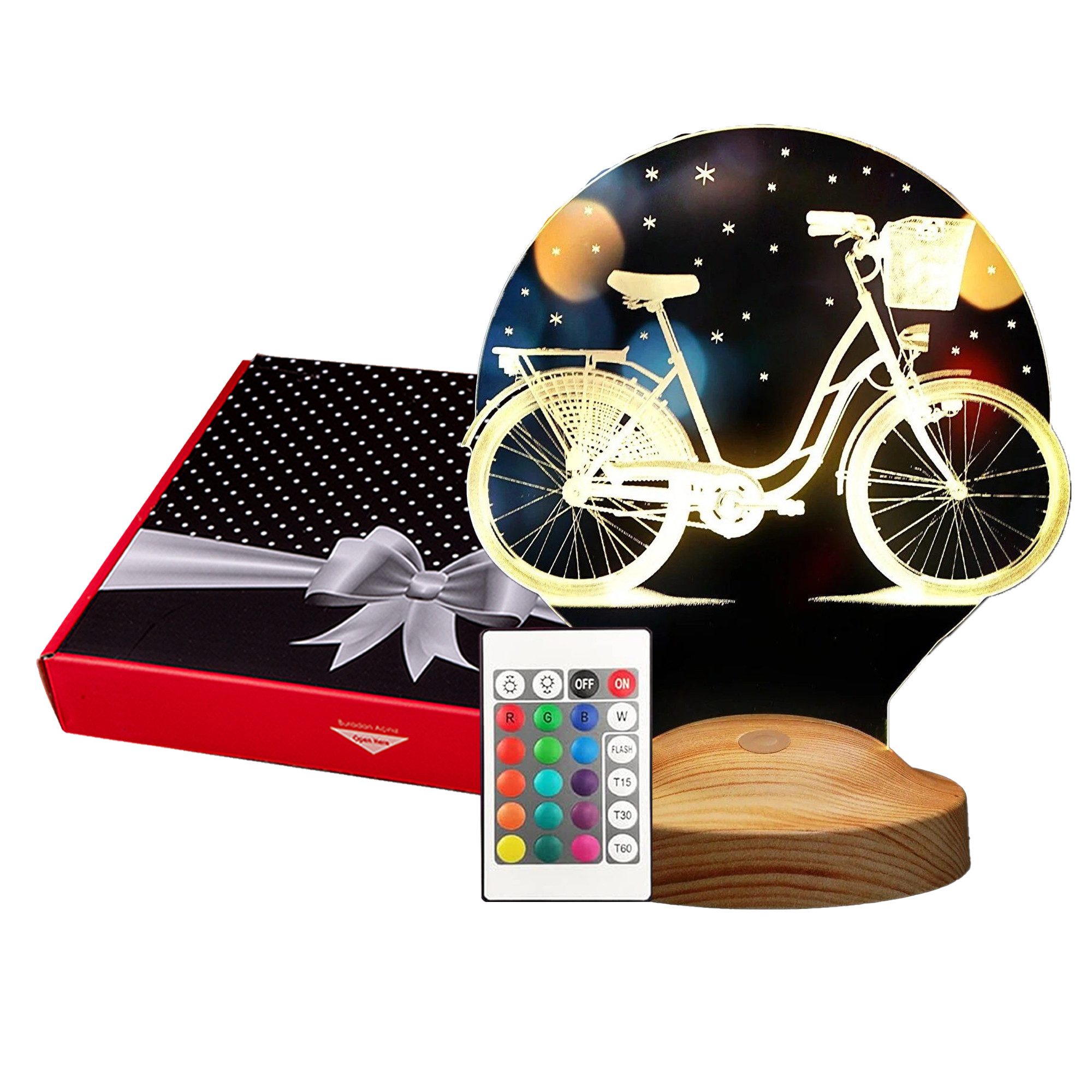 Geschenkelampe LED Nachttischlampe Fahrrad Gravur 3D Lampe Geschenke für Fahrrad Liebhaber, Leuchte 7 Farben fest integriert, Geschenk für Frauen, Mädchen, Freundin