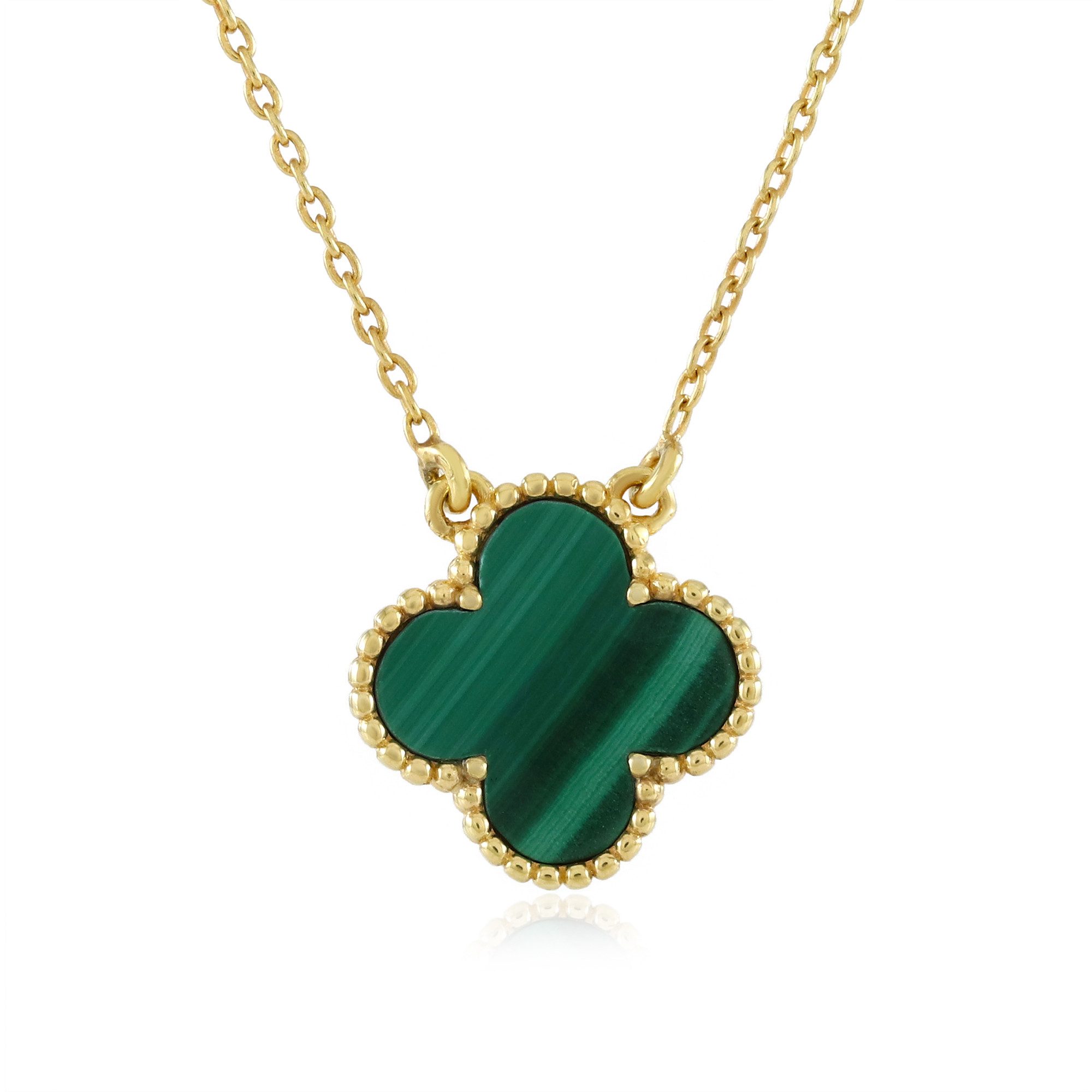 Cavill Silberkette Malachit 1,6 ct Collier, vergoldet, 925 Sterling Silber, Perlen (1-tlg)
