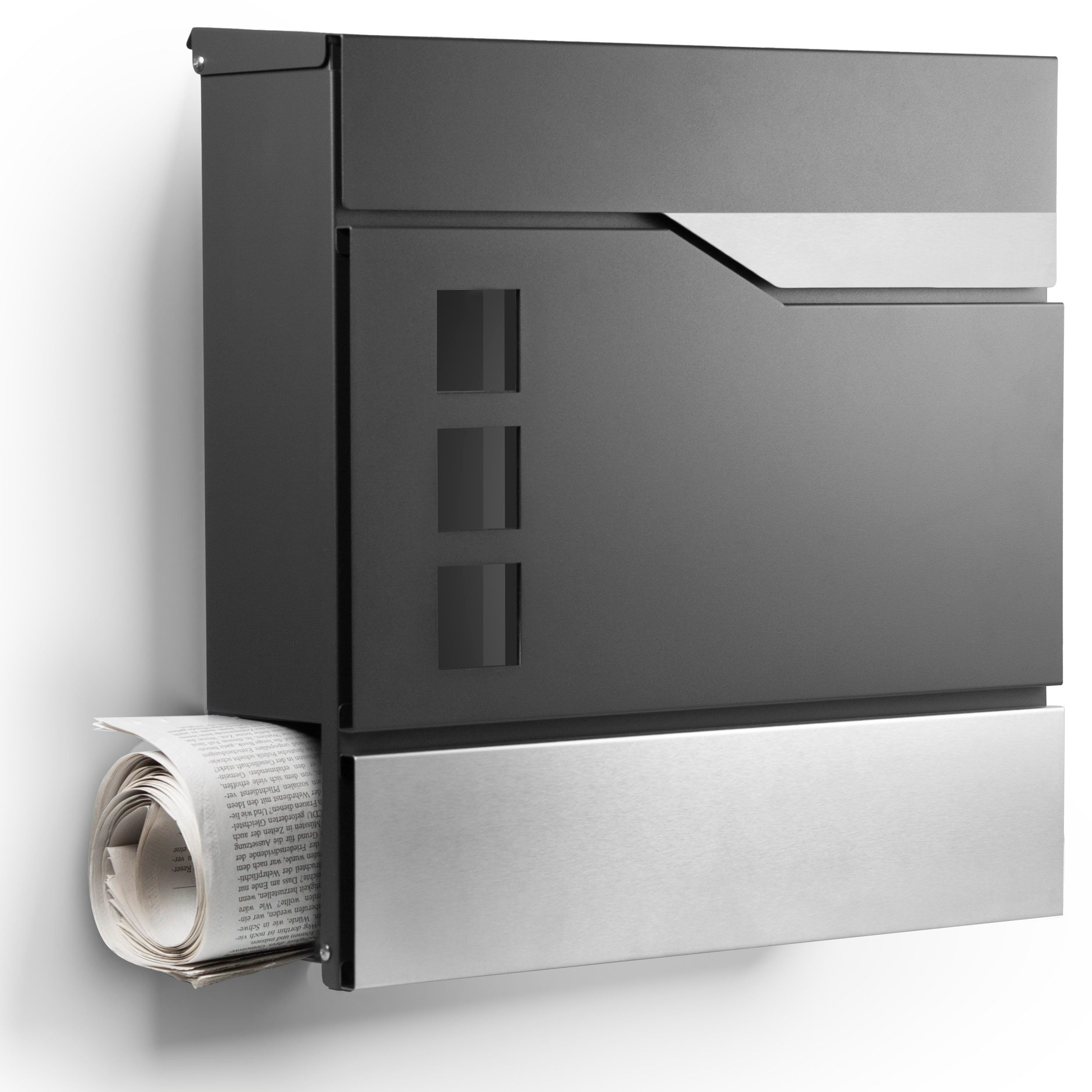 NewHabitat Briefkasten Moderner Wandbriefkasten Personalisierbar Anthrazit RAL7016 (Komplettset, Modell: Oslo), Rostfrei